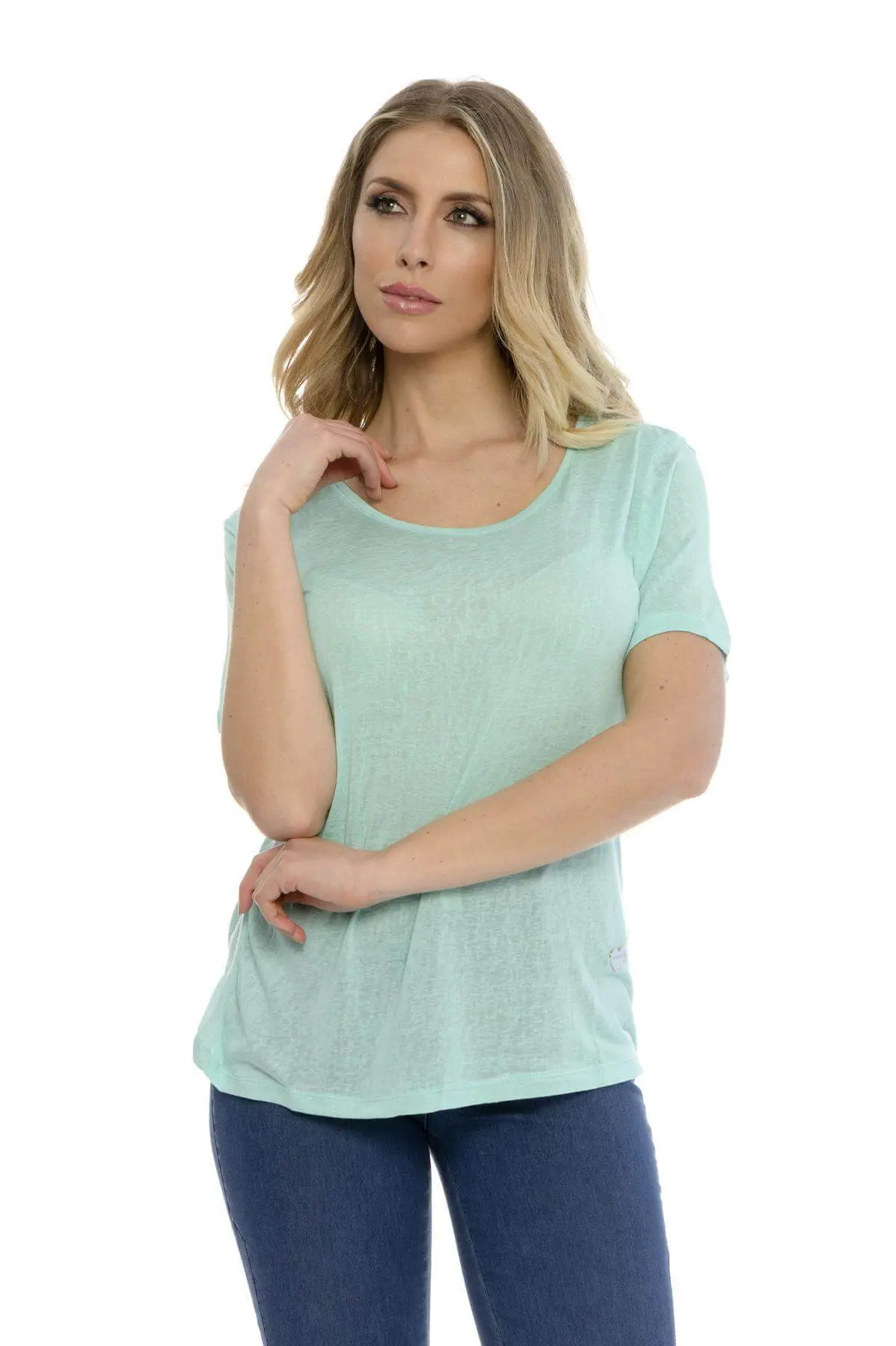 T-shirt basic fiammata VERDE ACQUA