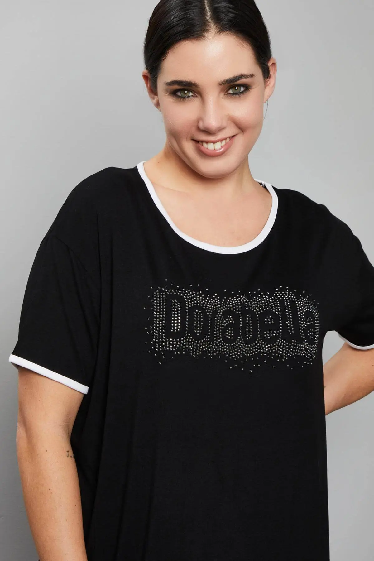 Maglia girocollo paillettes NERO