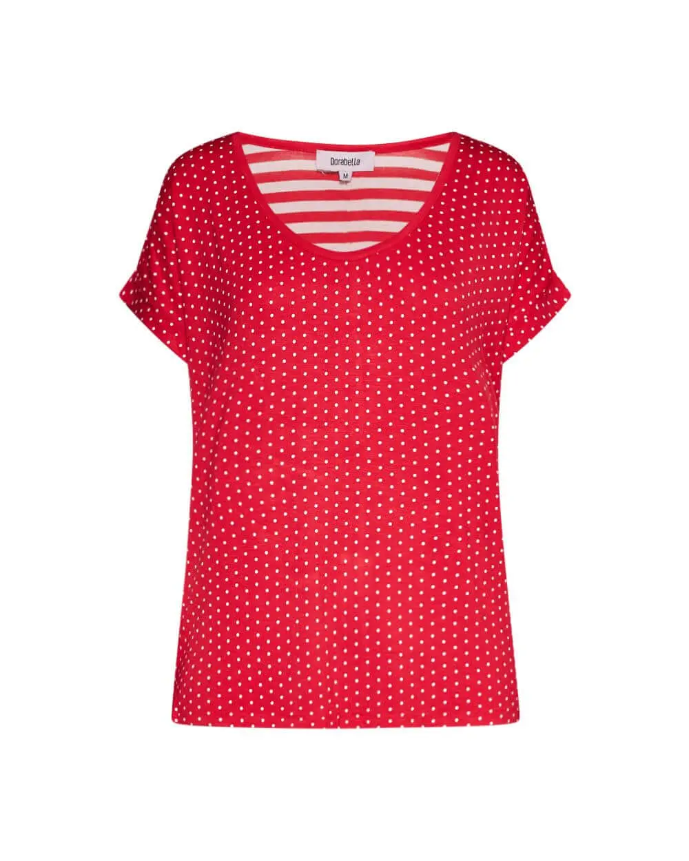 Maglia in viscosa fantasia pois/righe ROSSO