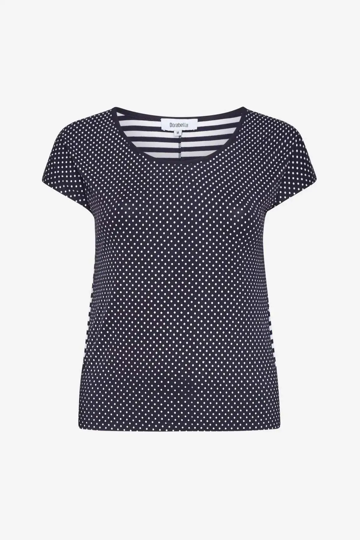 Maglia in viscosa fantasia pois/righe BLU-NAVY