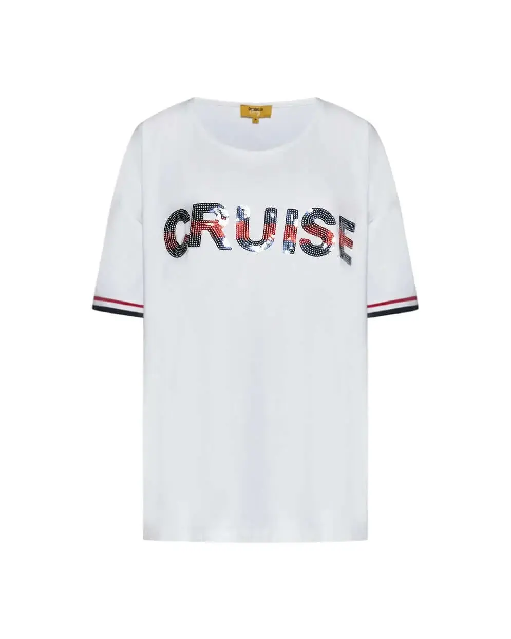 T-shirt con paillettes cruise BIANCO
