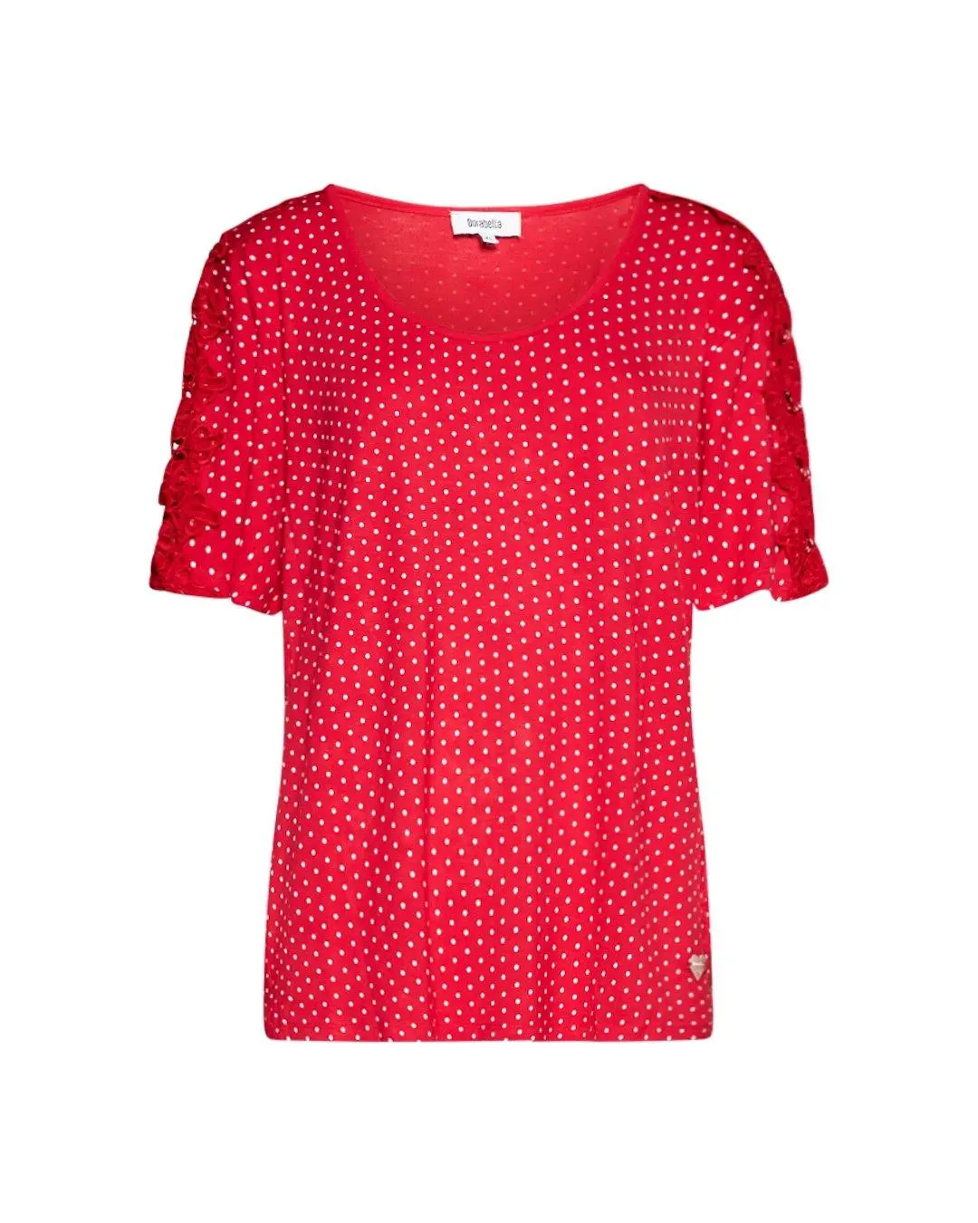Maglia pois con macramé ROSSO