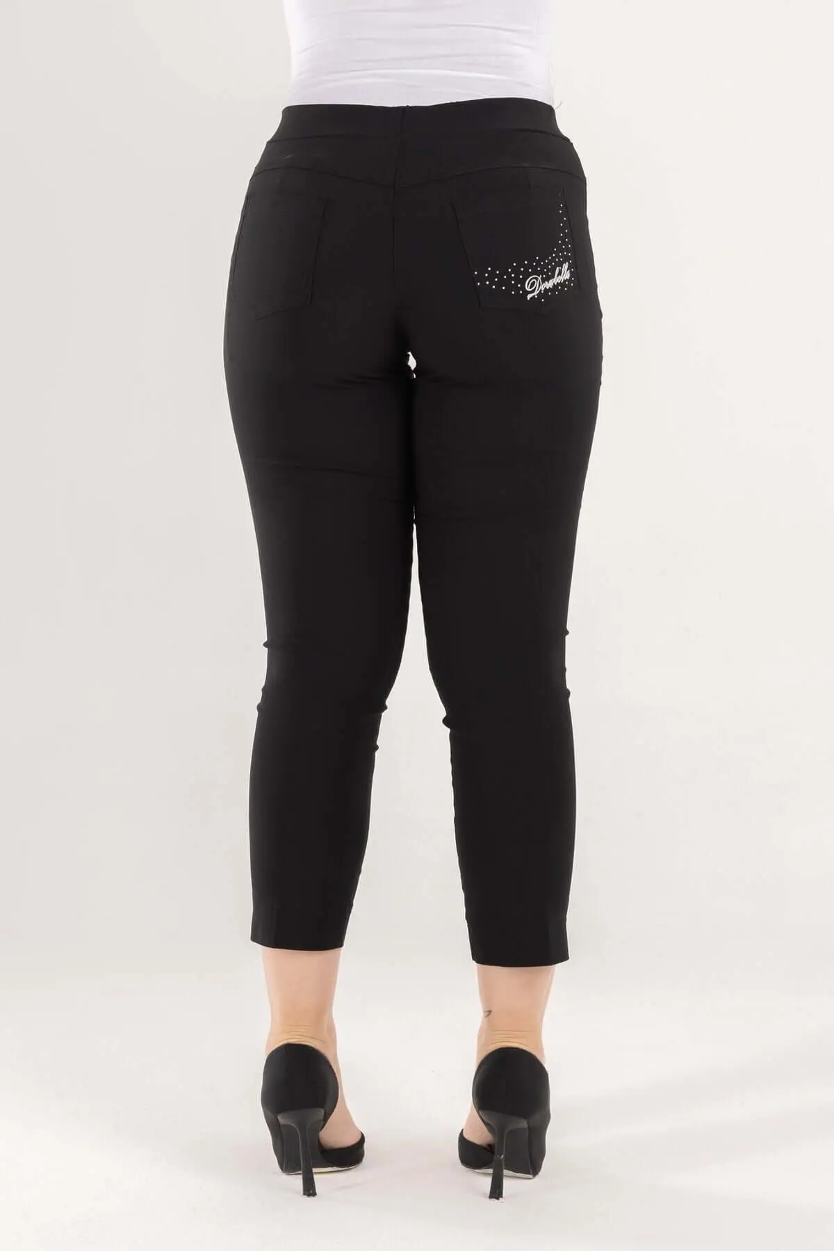 Pantalone pinocchietto con ricamo NERO - Image 10