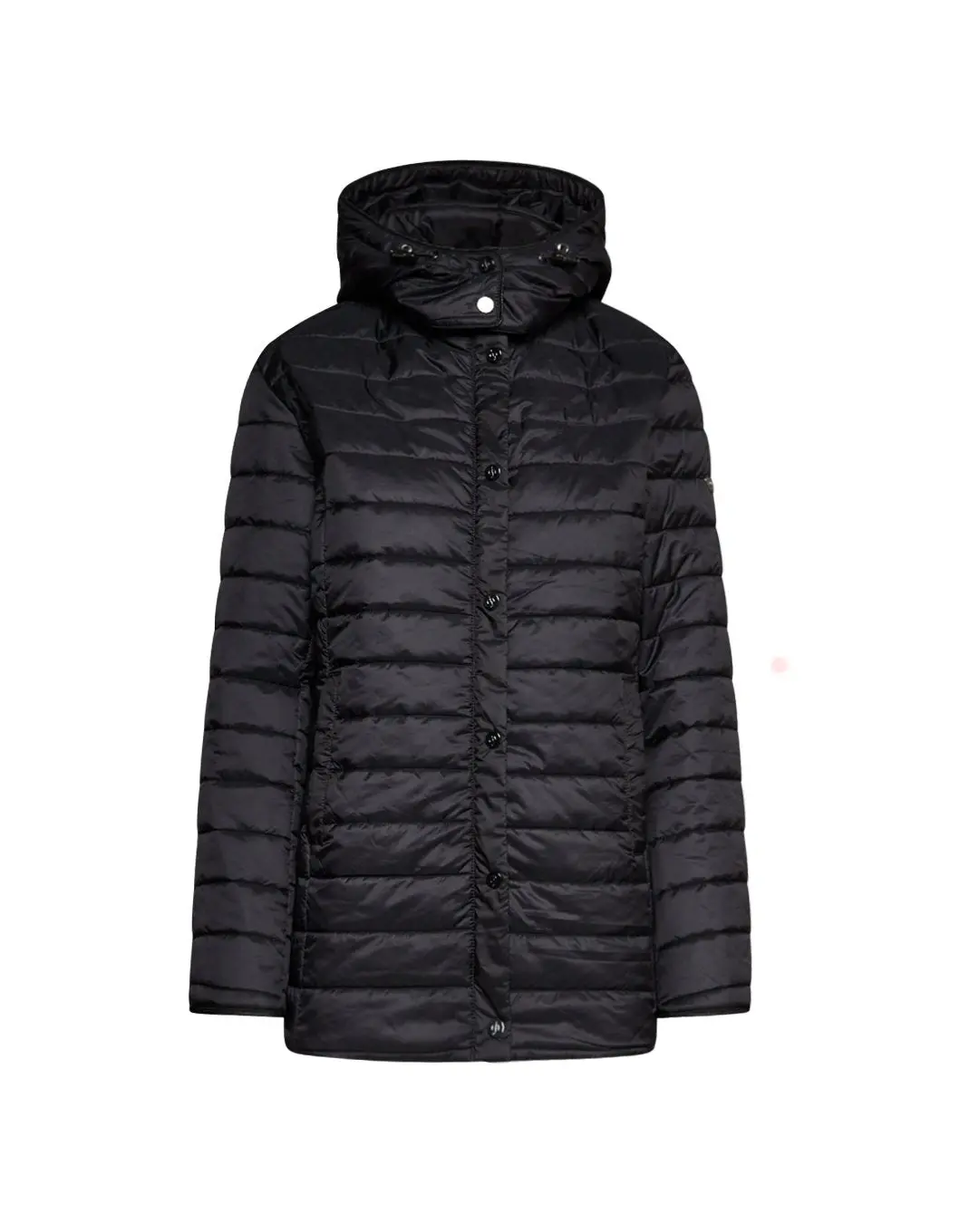 Piumino leggero in nylon trapuntato con cappuccio NERO - Image 2