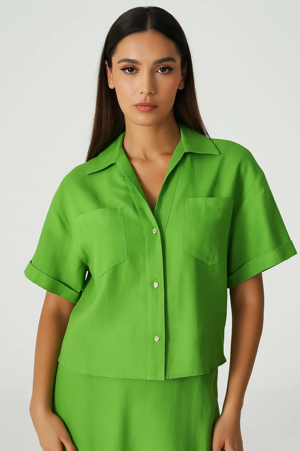 Camicia crop PISTACCHIO