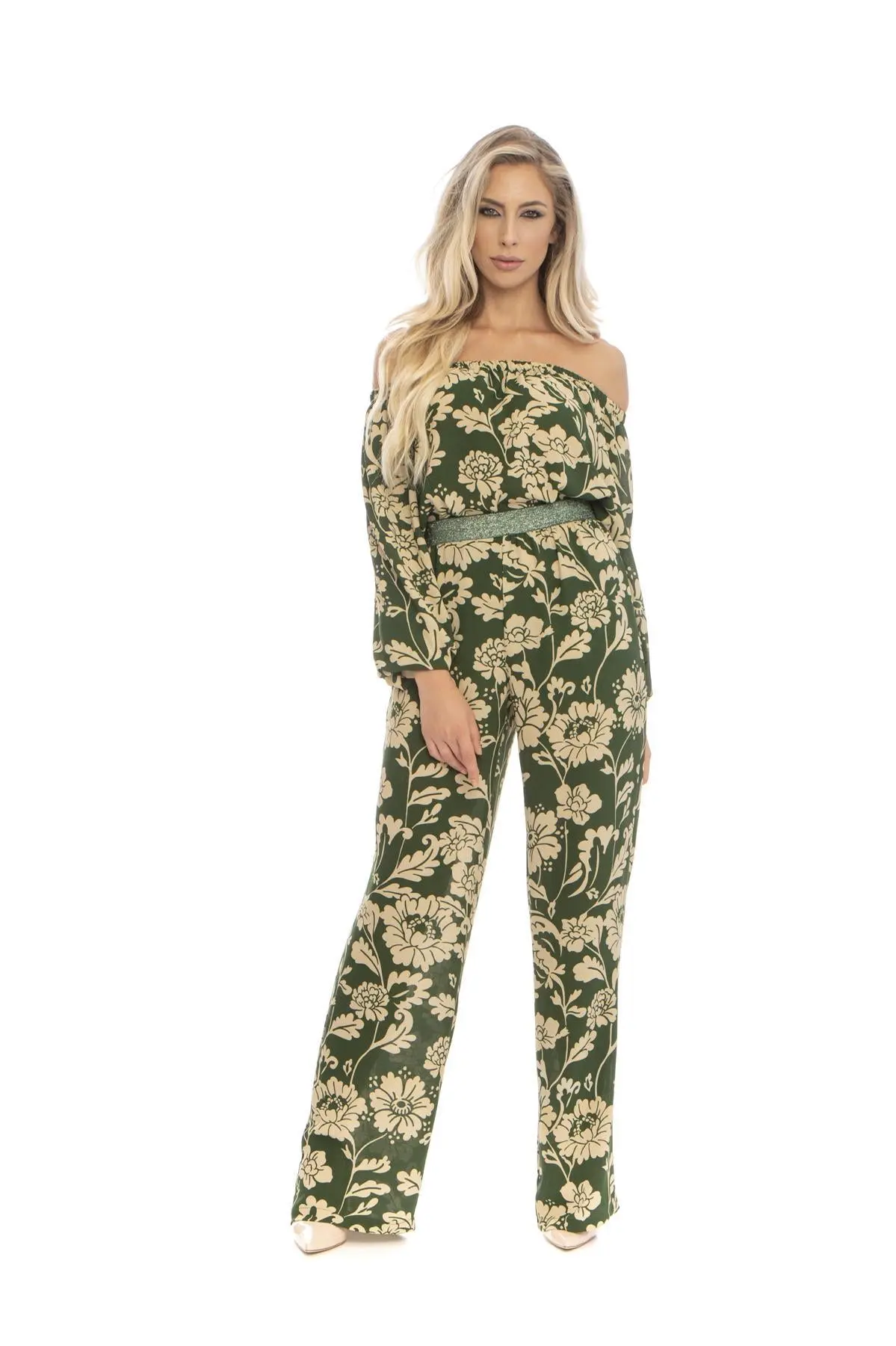 Pantalone fantasia floreale VERDE