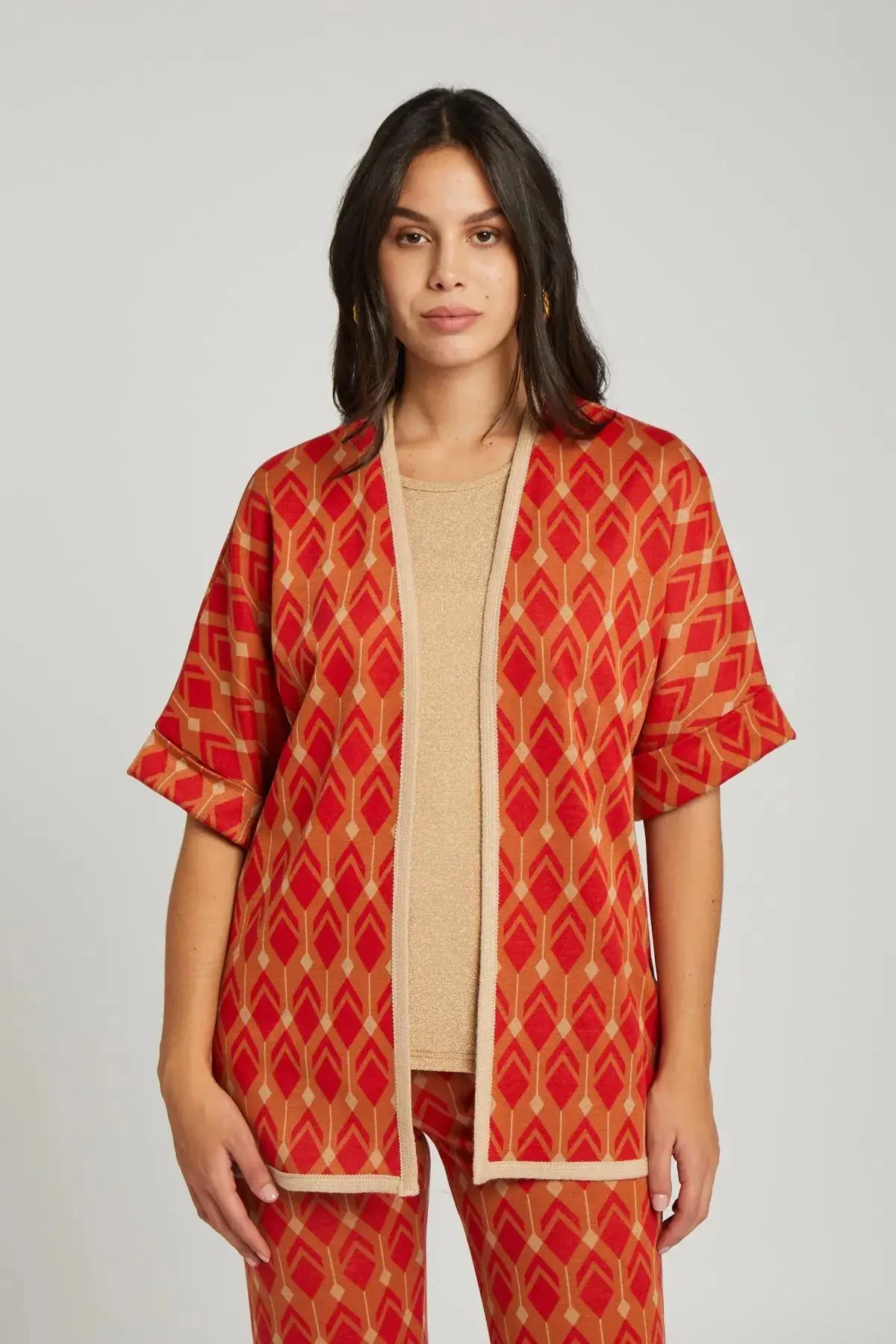 Gilet fantasia geometrica ARANCIO - Image 4