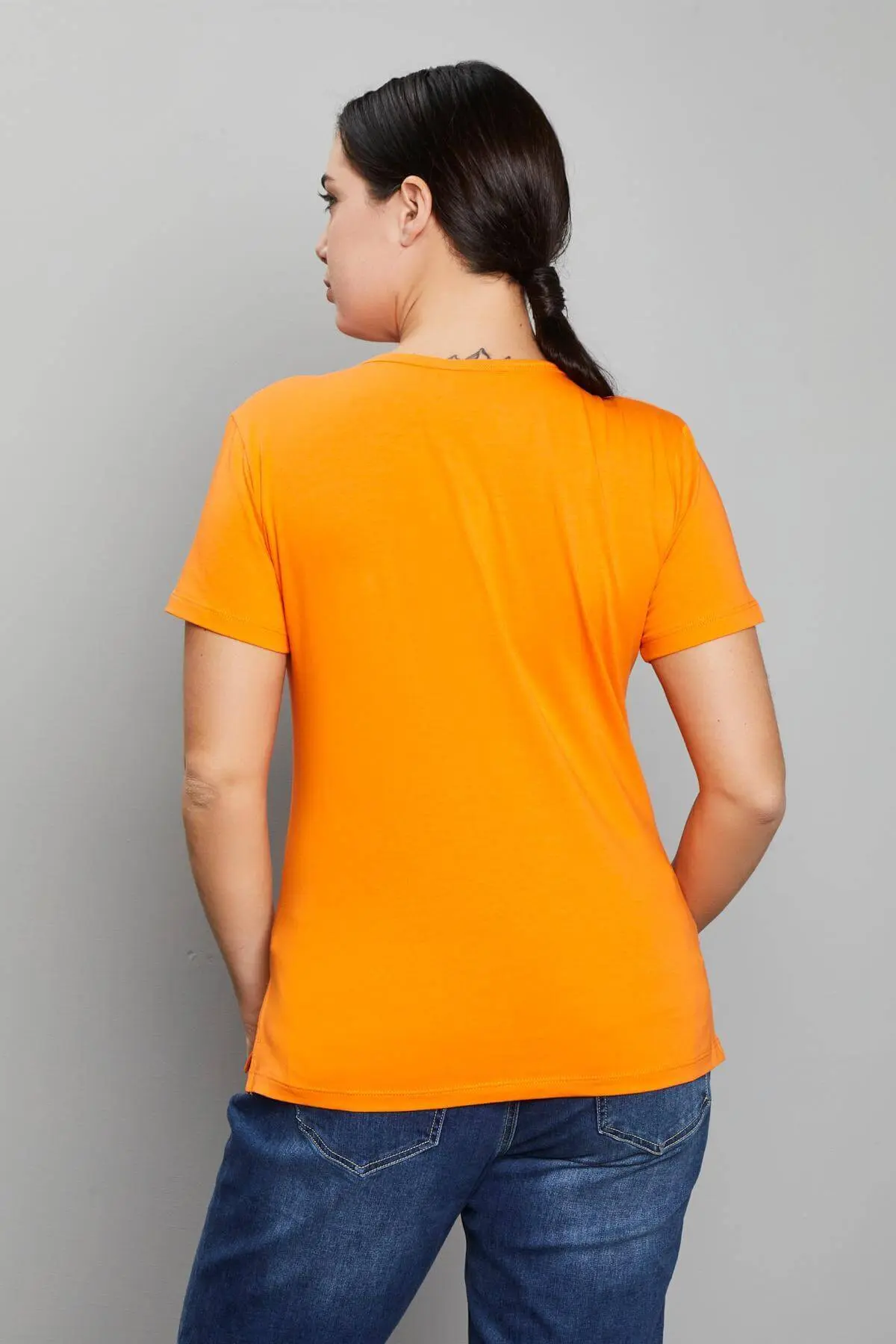 T-shirt con stampa fiori ARANCIO - Image 4