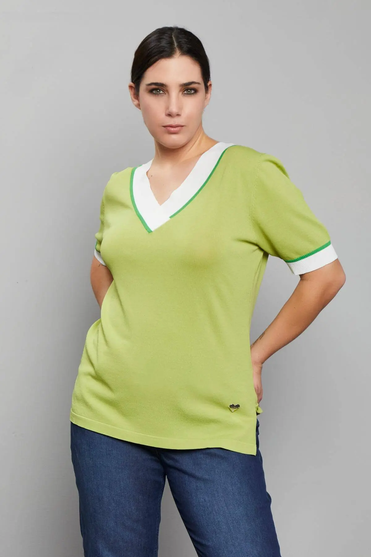 Maglia scollo V PISTACCHIO