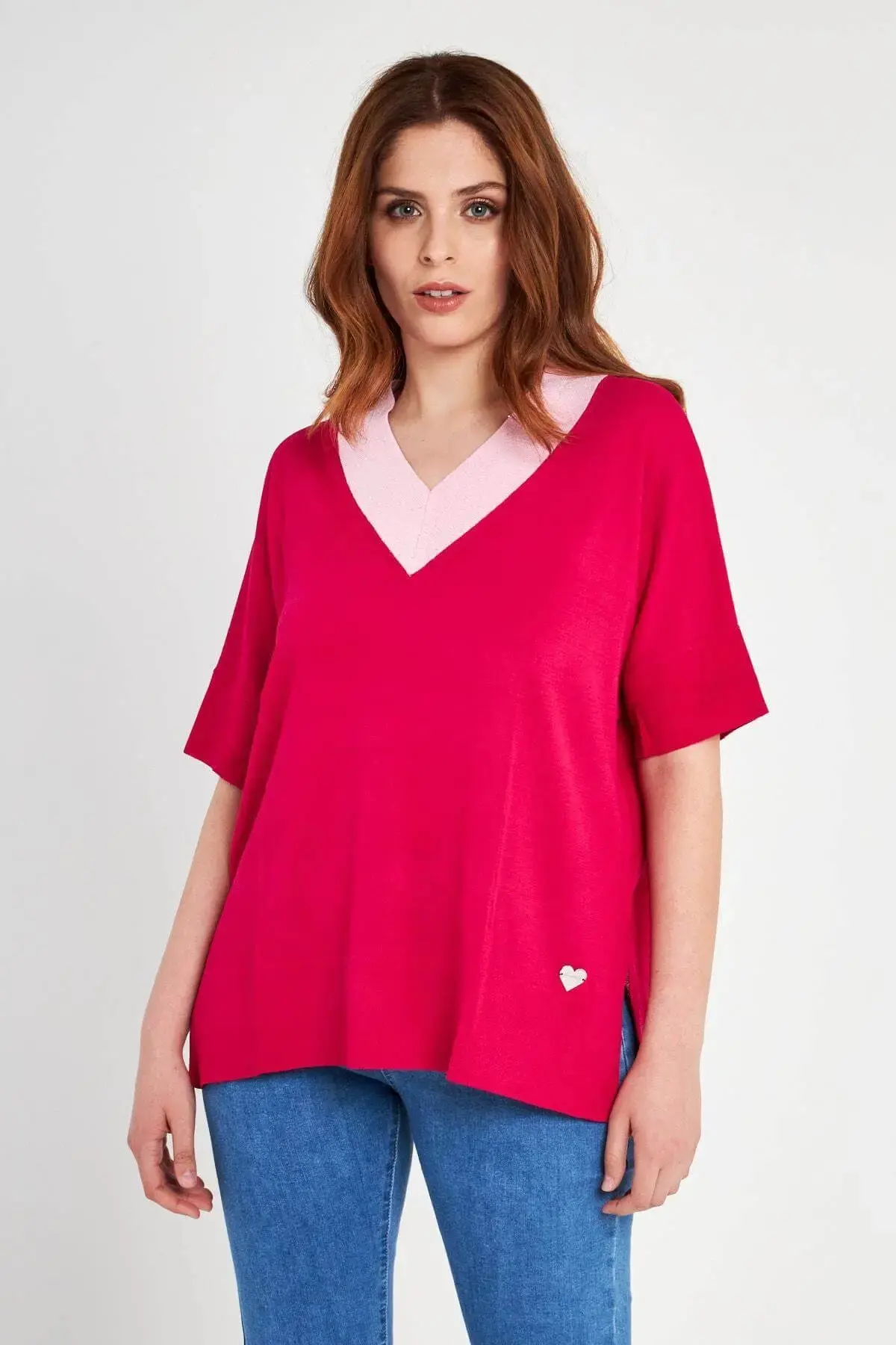 Maglia con scollo a V MAGENTA - Image 2