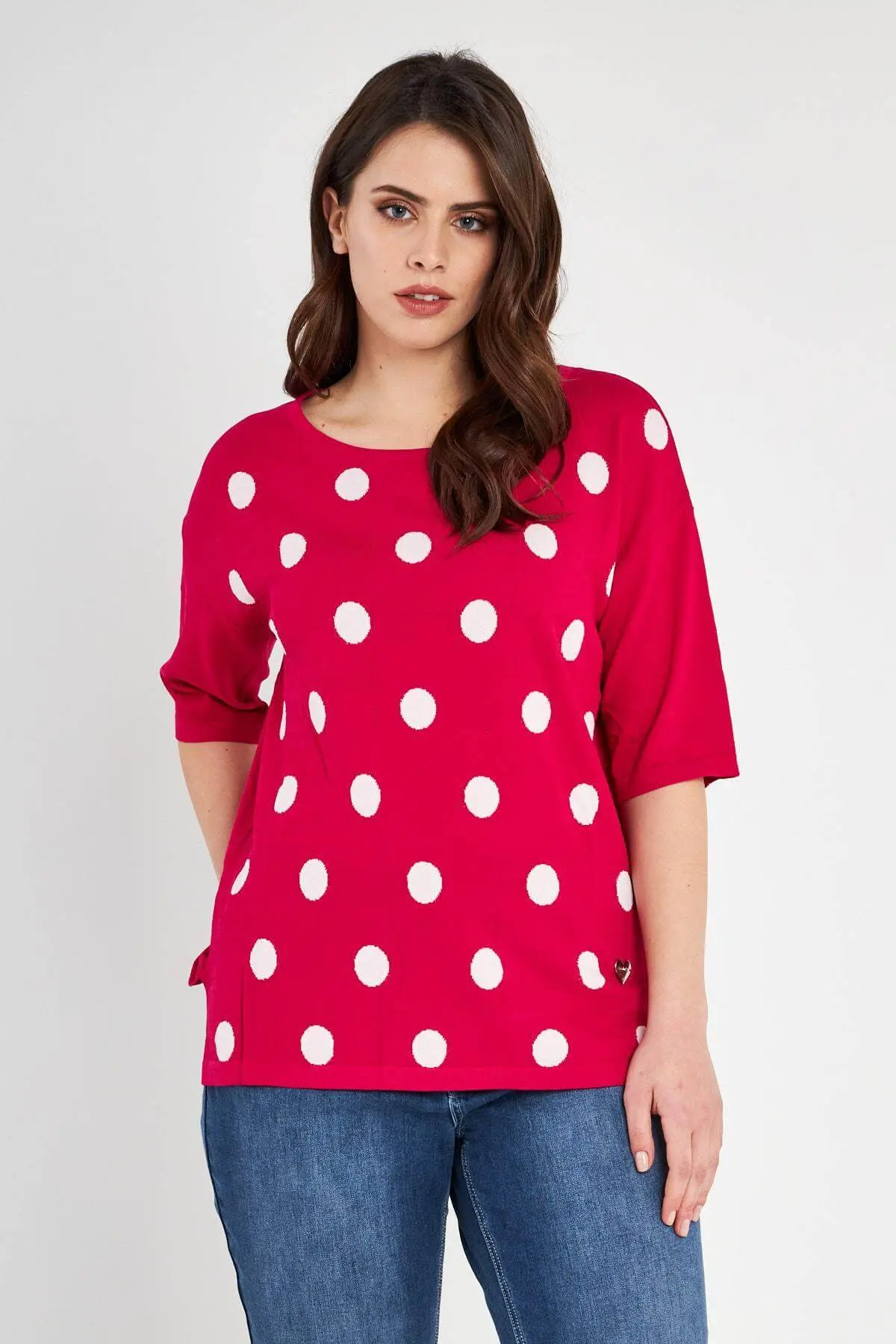 Maglia a pois in viscosa MAGENTA - Image 3
