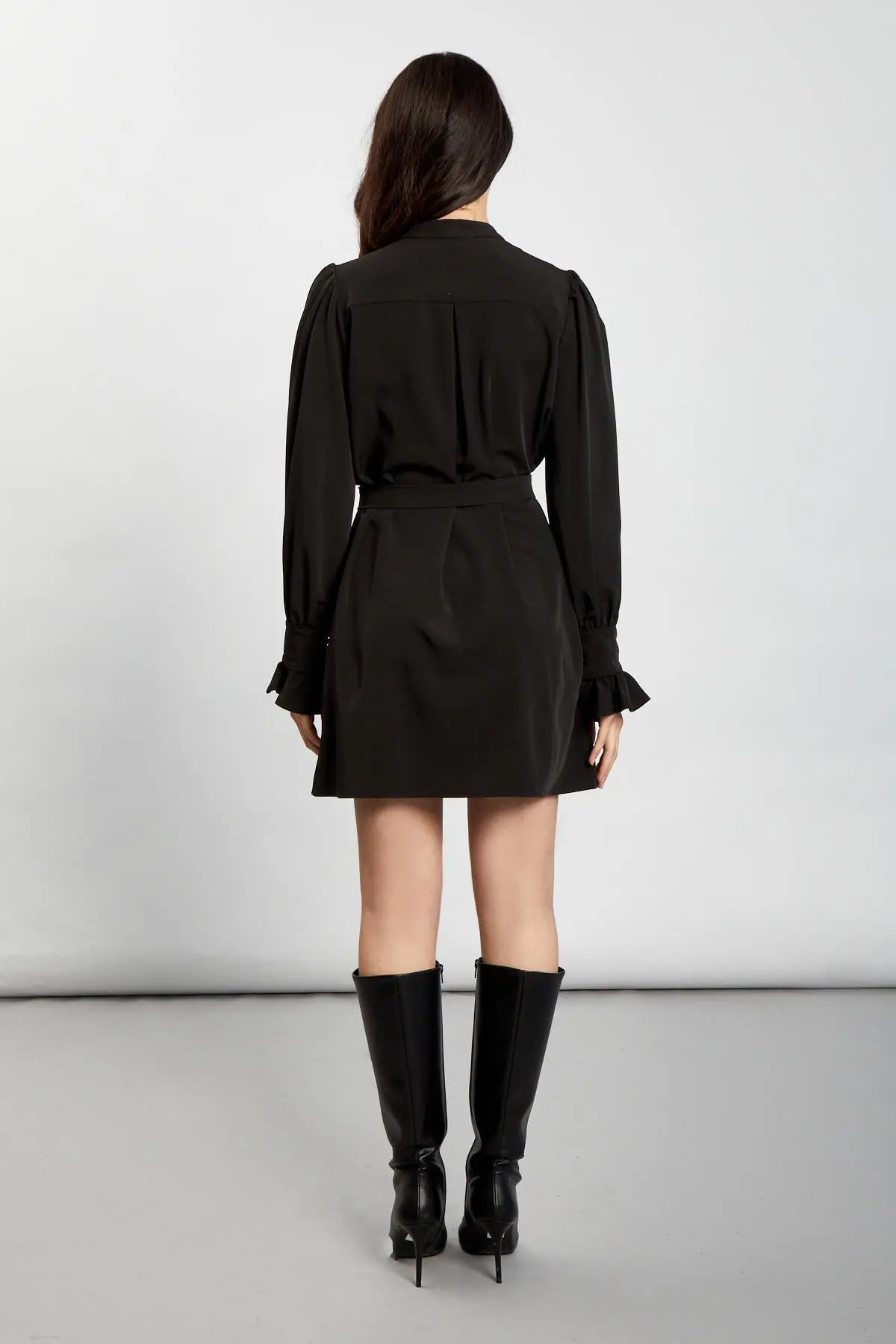 Vestito mini con cintura NERO - Image 3