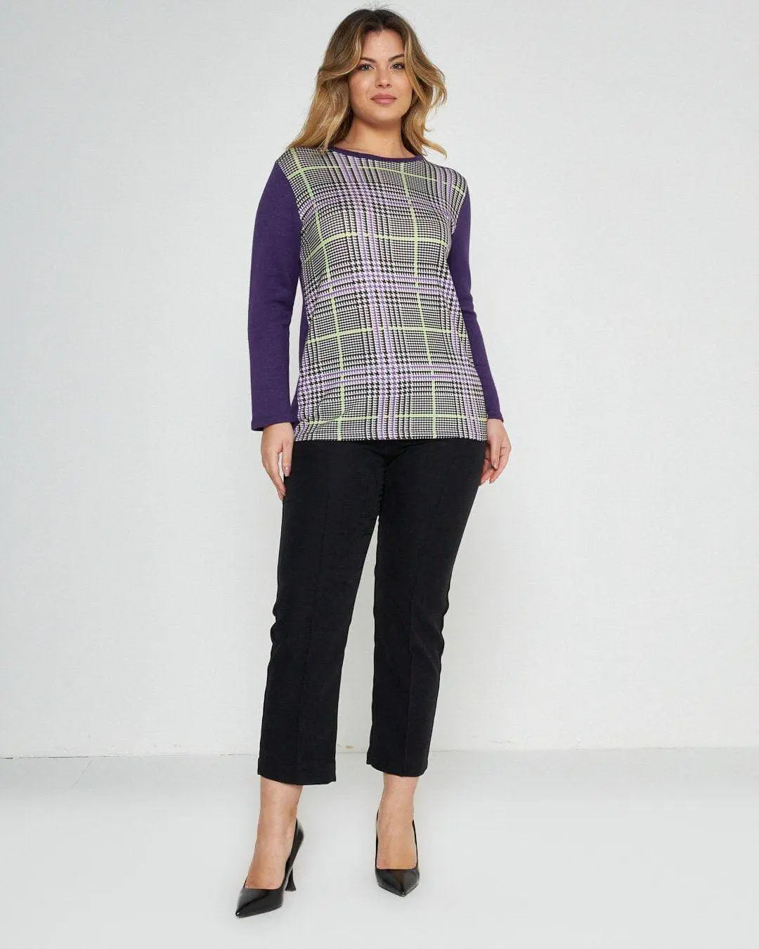 Maglia in fantasia tartan VIOLA - Image 3