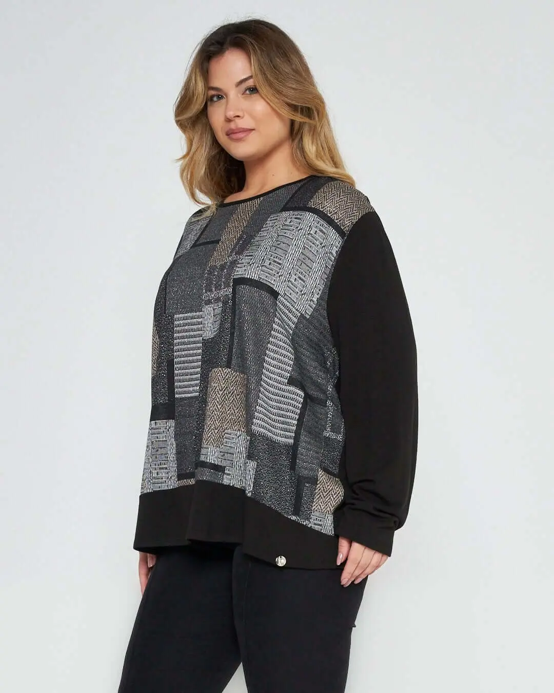 Maglia in fantasia NERO-GRIGIO