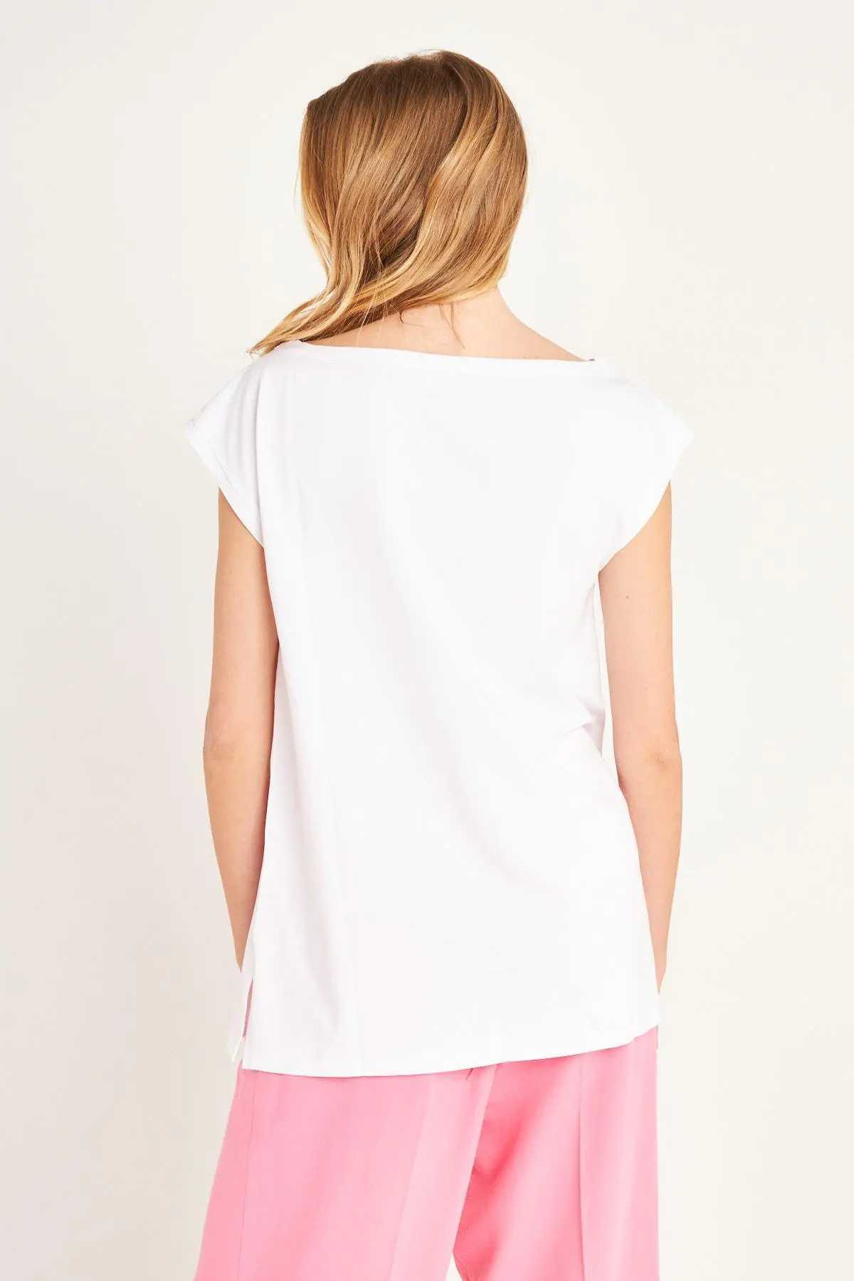 T-shirt scollo a barca BIANCO - Image 6