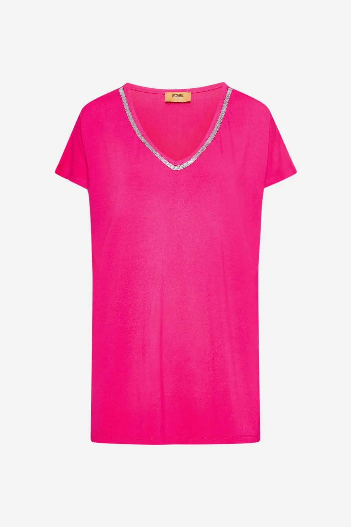Maglia scollo V catenina MAGENTA