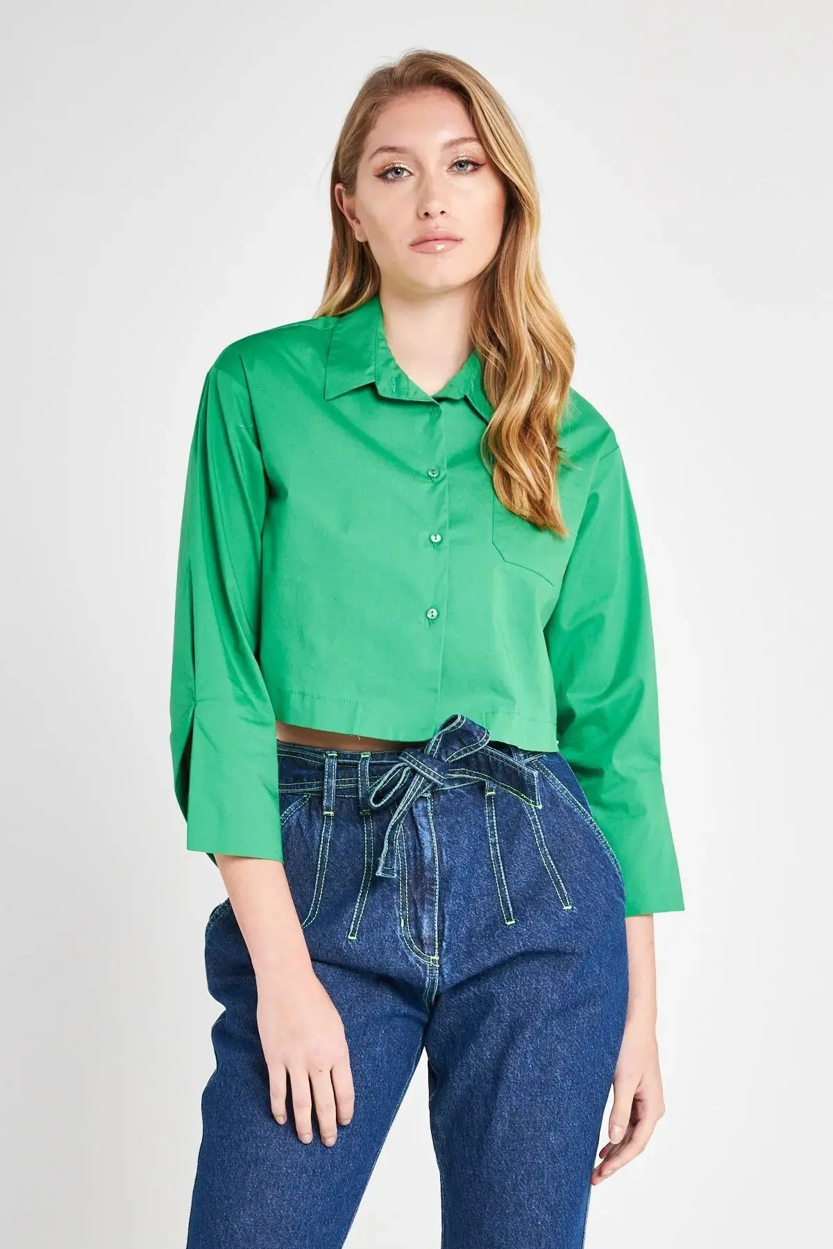 Camicia crop VERDE BANDIERA - Image 2