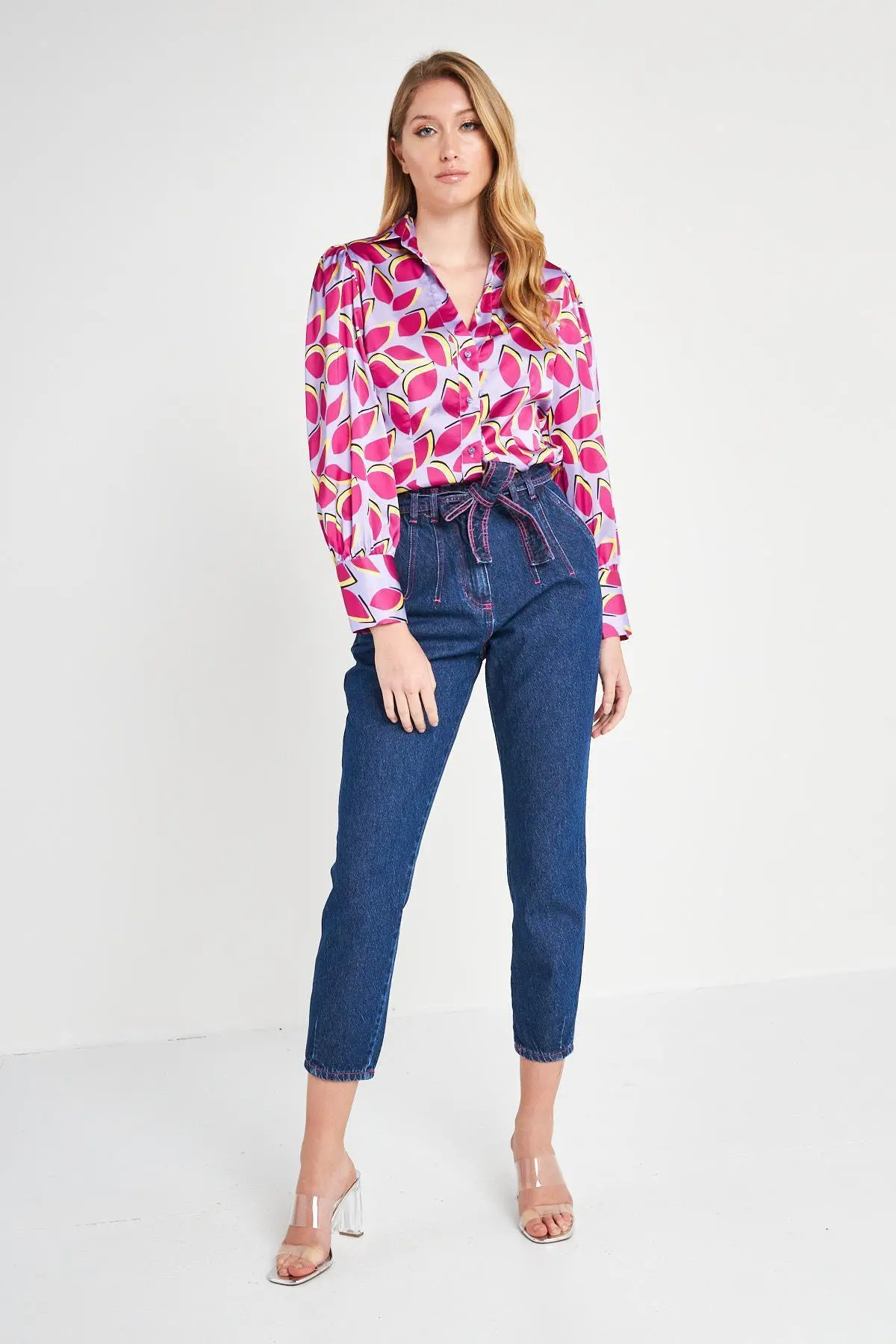 Camicia fantasia foglie LILLA - Image 3