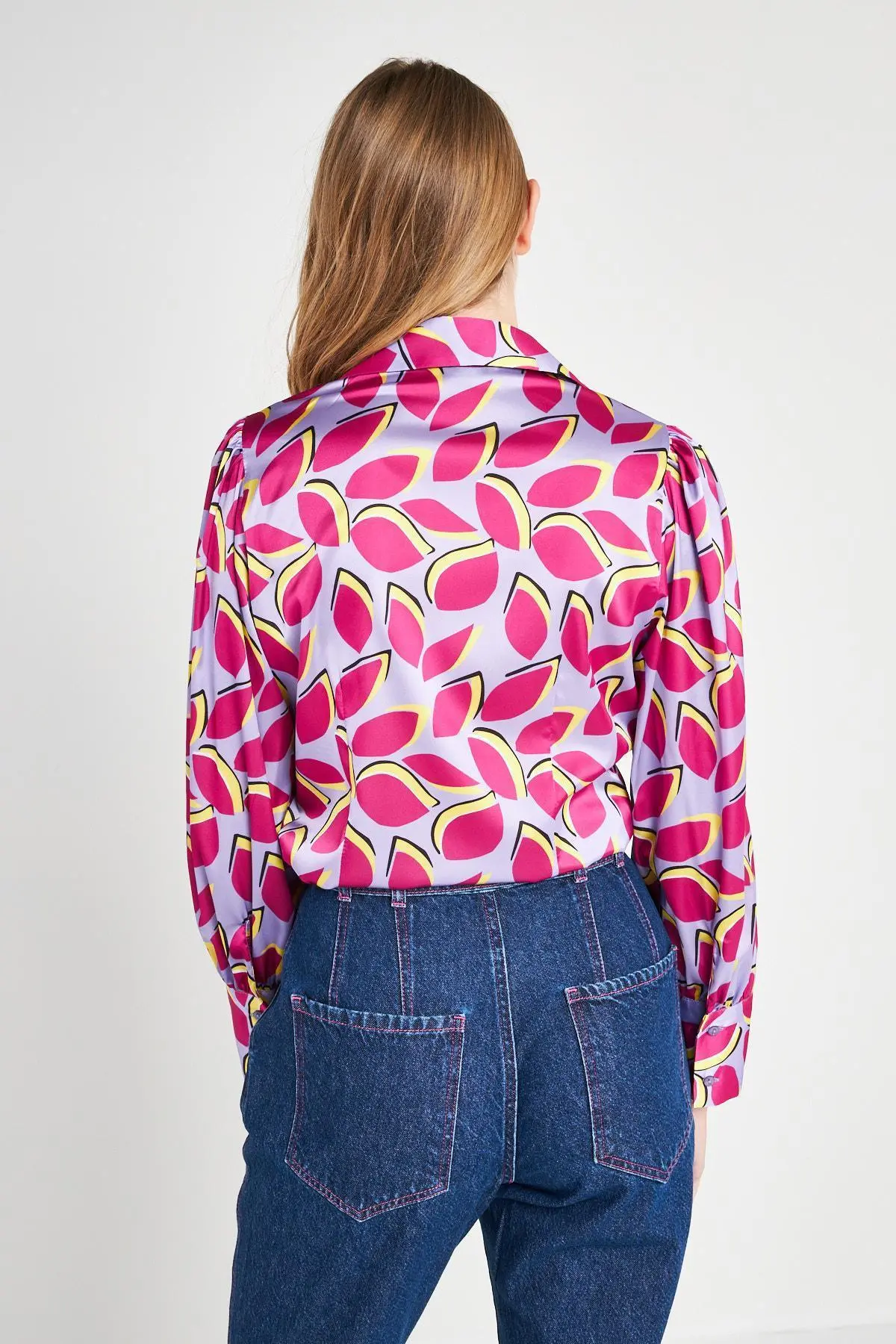 Camicia fantasia foglie LILLA - Image 5