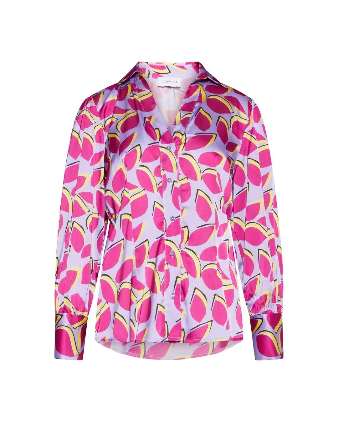 Camicia fantasia foglie LILLA - Image 6