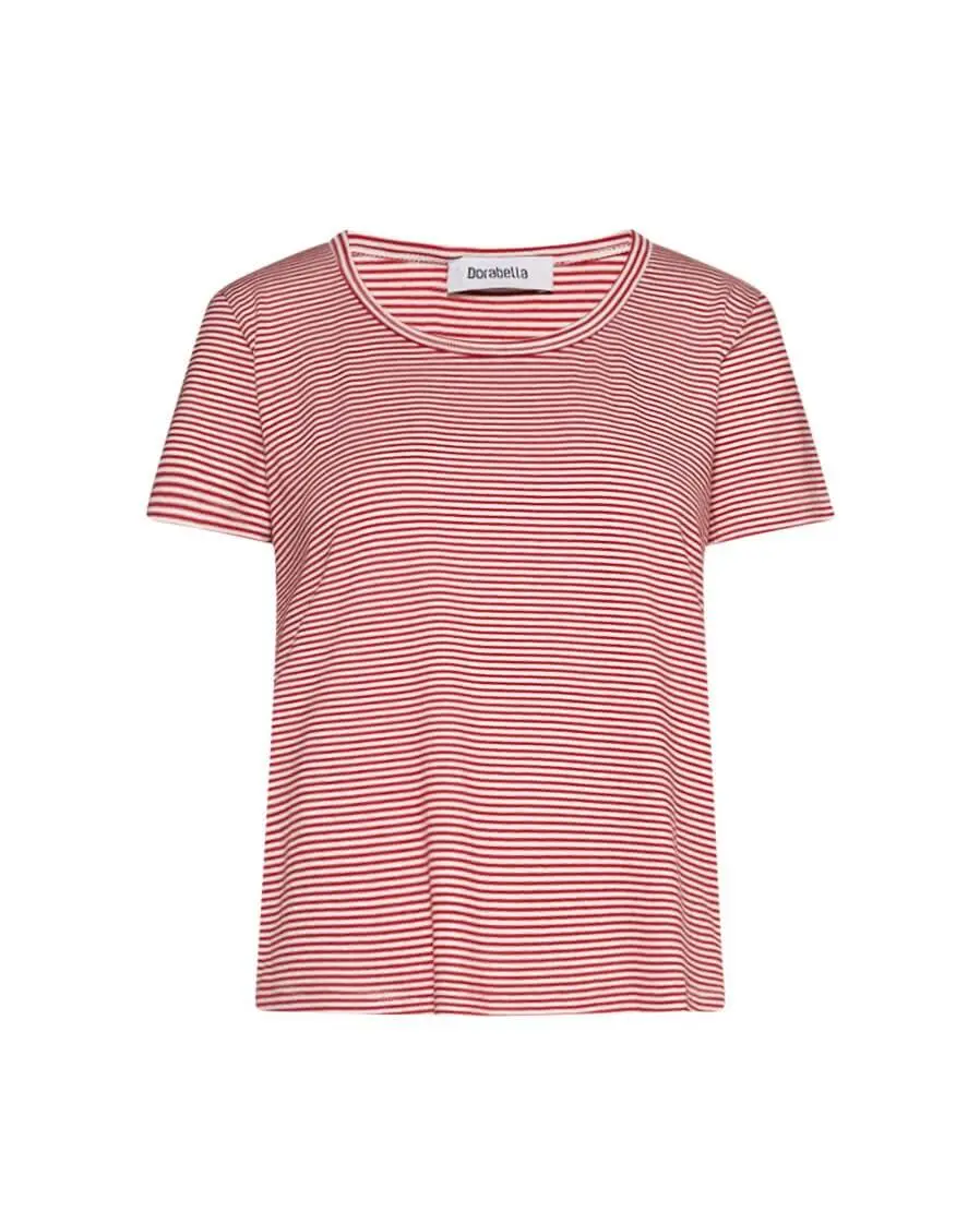 Maglia in fantasia righe LATTE-ROSSO