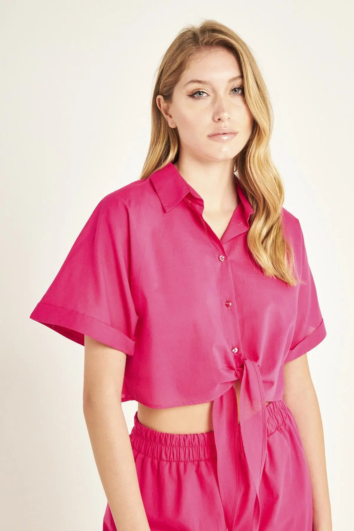 Camicia crop FUXIA