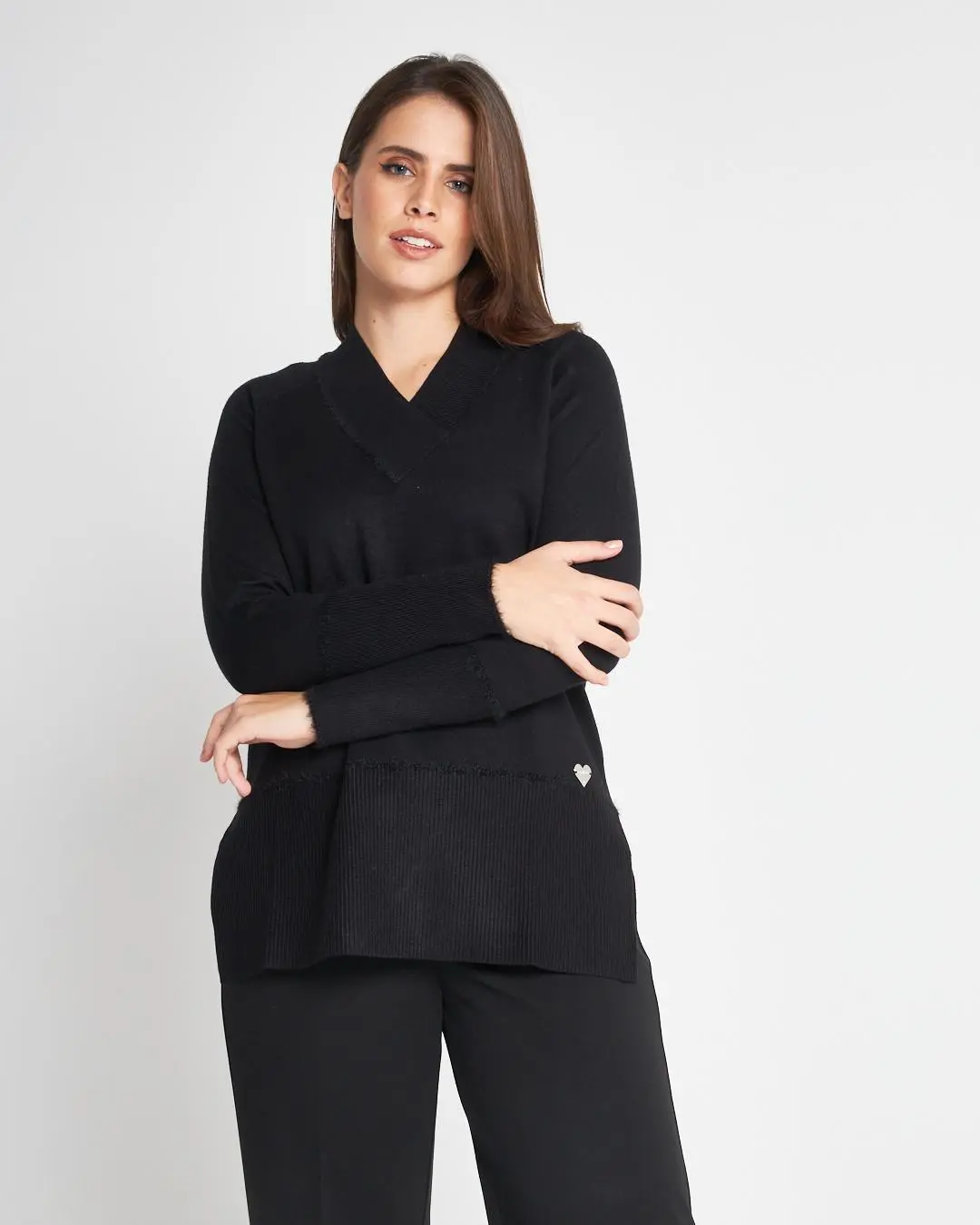 Maglia scollo V NERO - Image 4