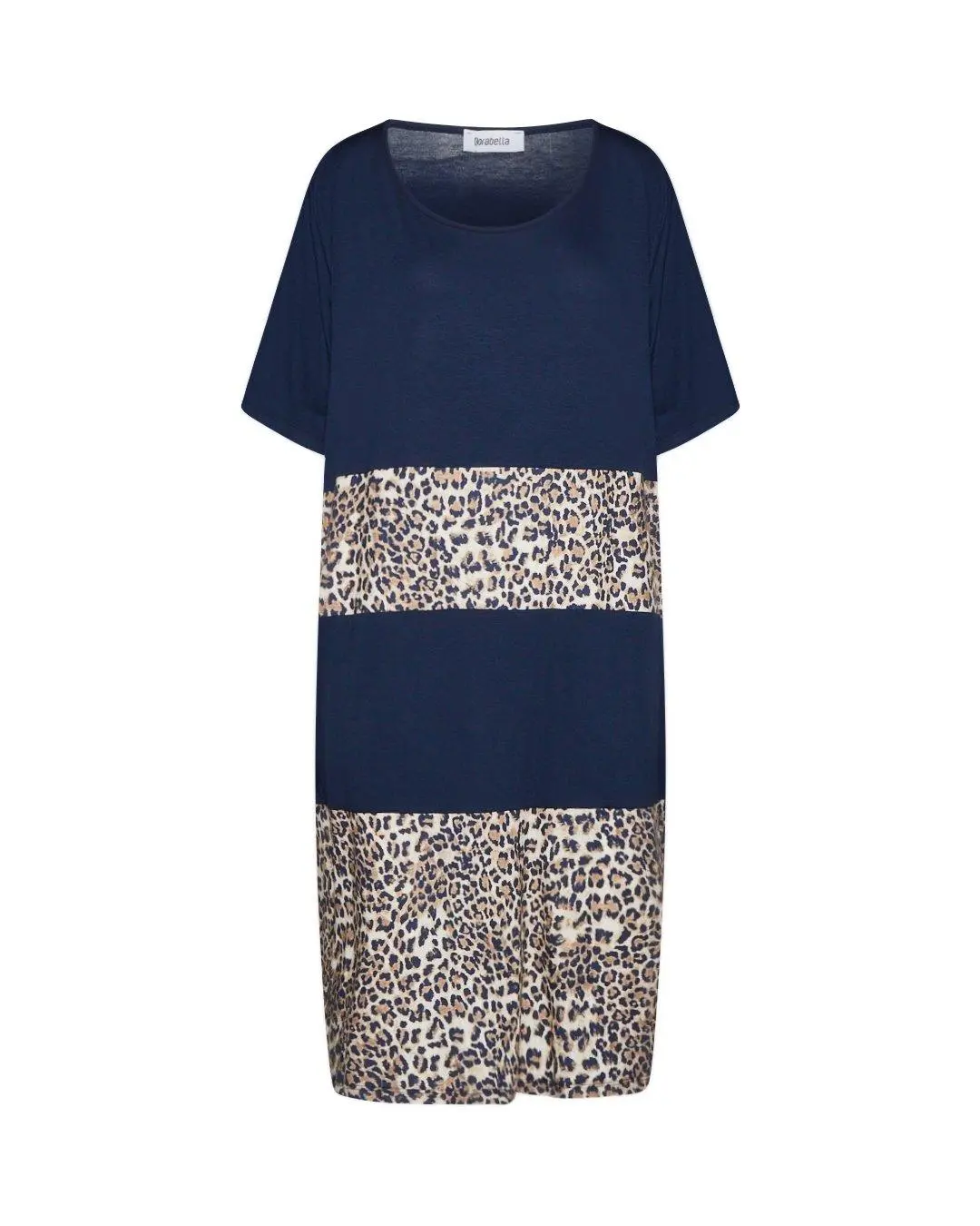 Abito fantasia animalier a contrasto BLU-SABBIA