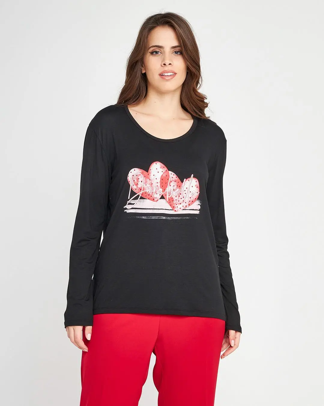Maglia stampa cuori Nero