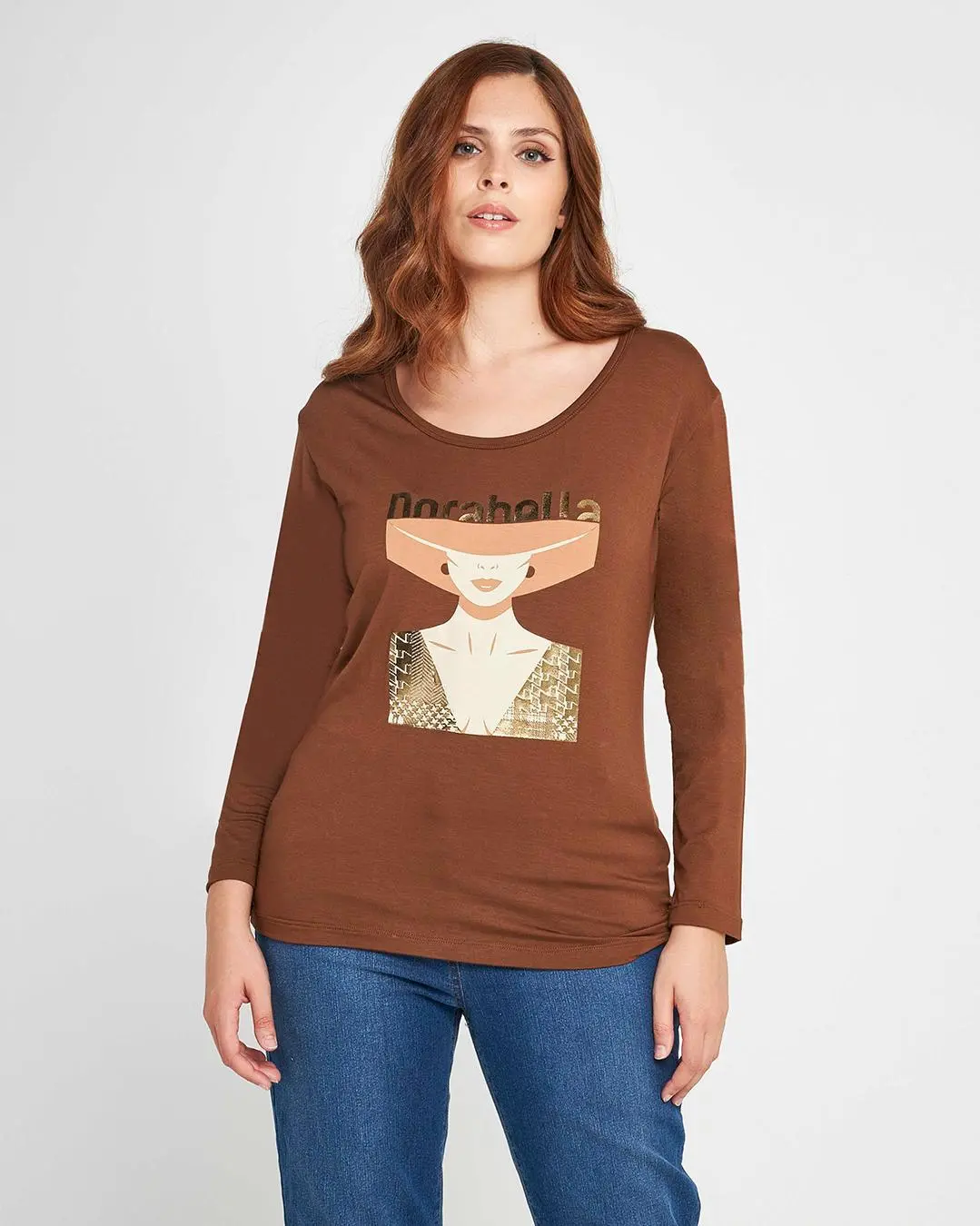 Maglia stampa woman Marrone