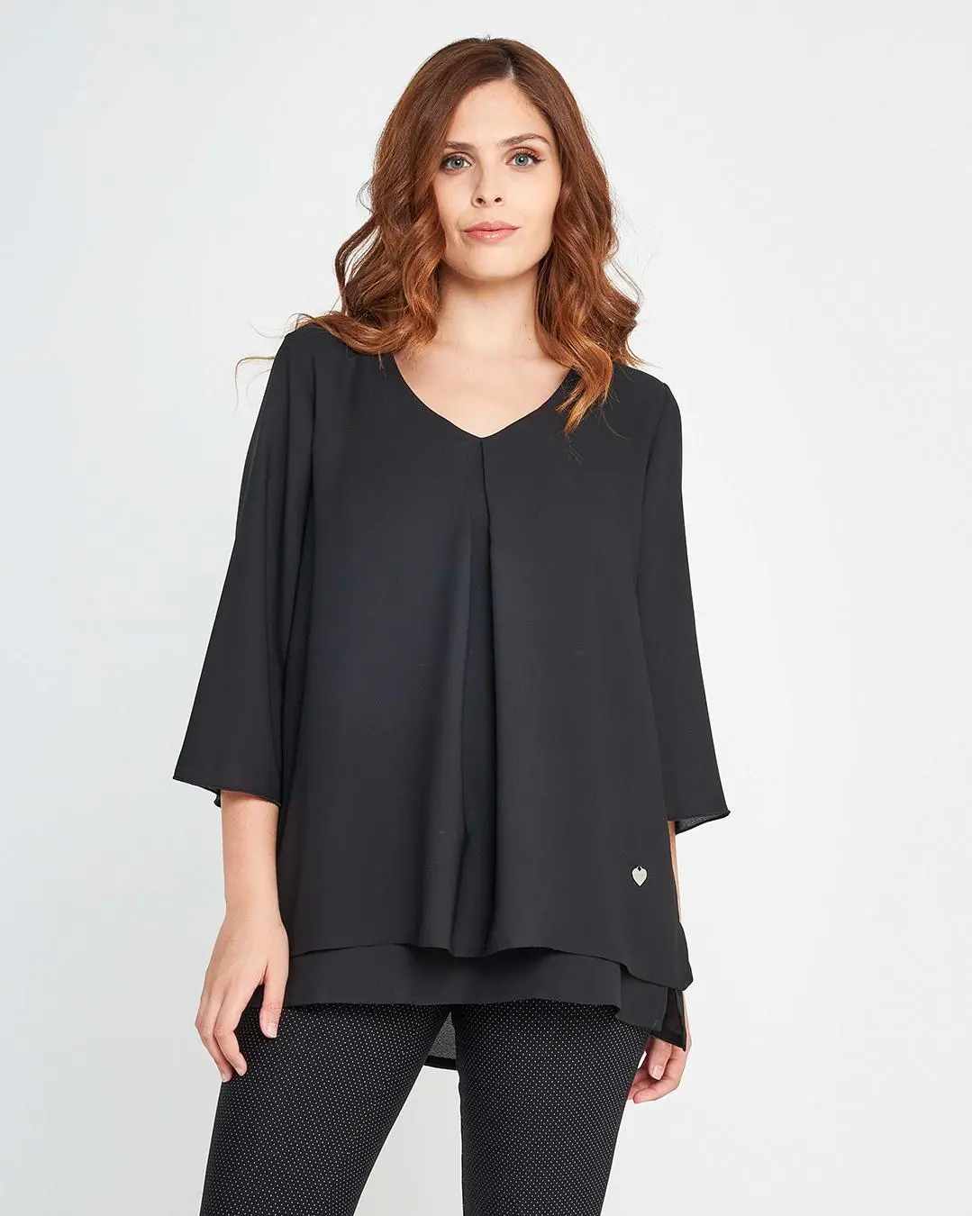 Blusa con pinces aperta Nero - Image 3