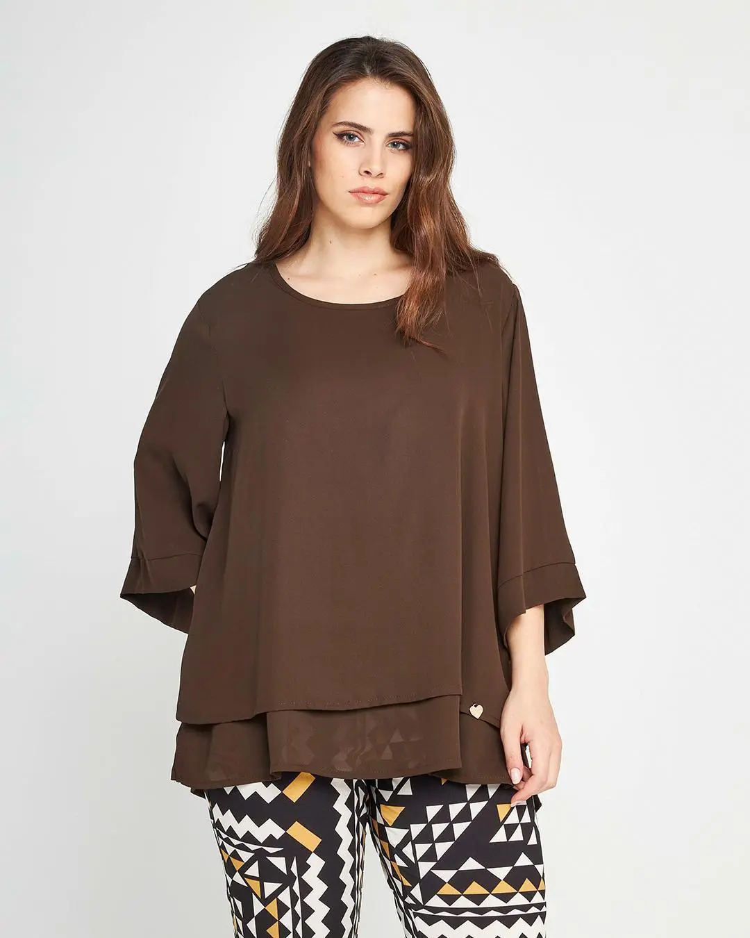 Casacca balze Marrone