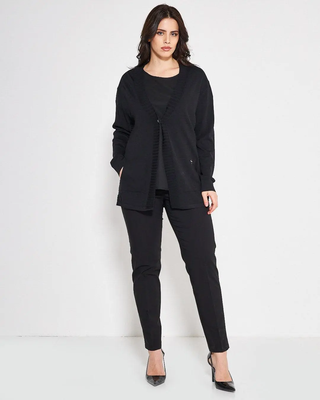Cardigan scollo  a V NERO - Image 5