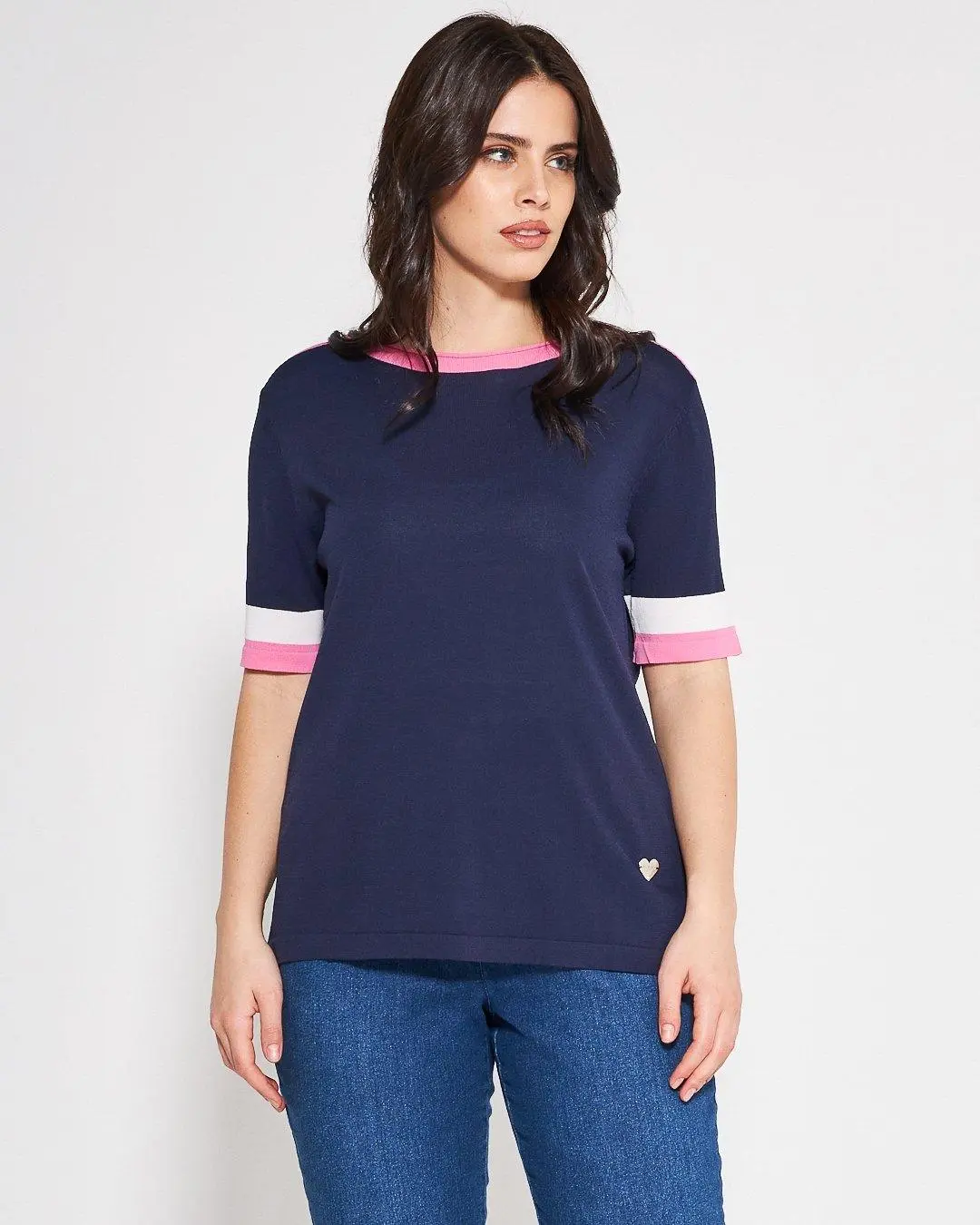 Maglia profili a contrasto BLUE NAVY