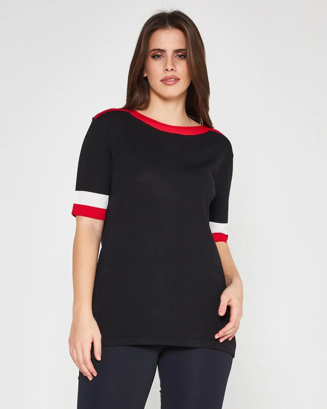 Maglia profili a contrasto NERO - Image 3