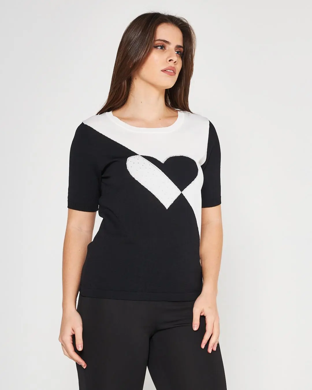 Maglia cuore BLACK-WHITE - Image 3