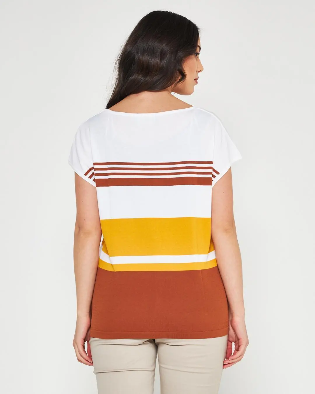 Maglia kimono WHITE-BURNT CACAO - Image 4