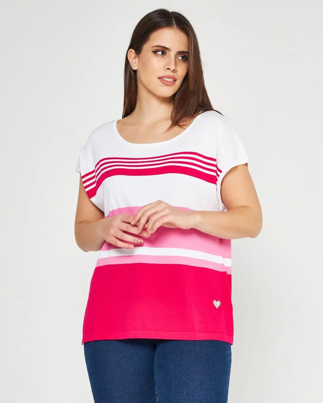 Maglia kimono WHITE-PINK PEACOCK - Image 4