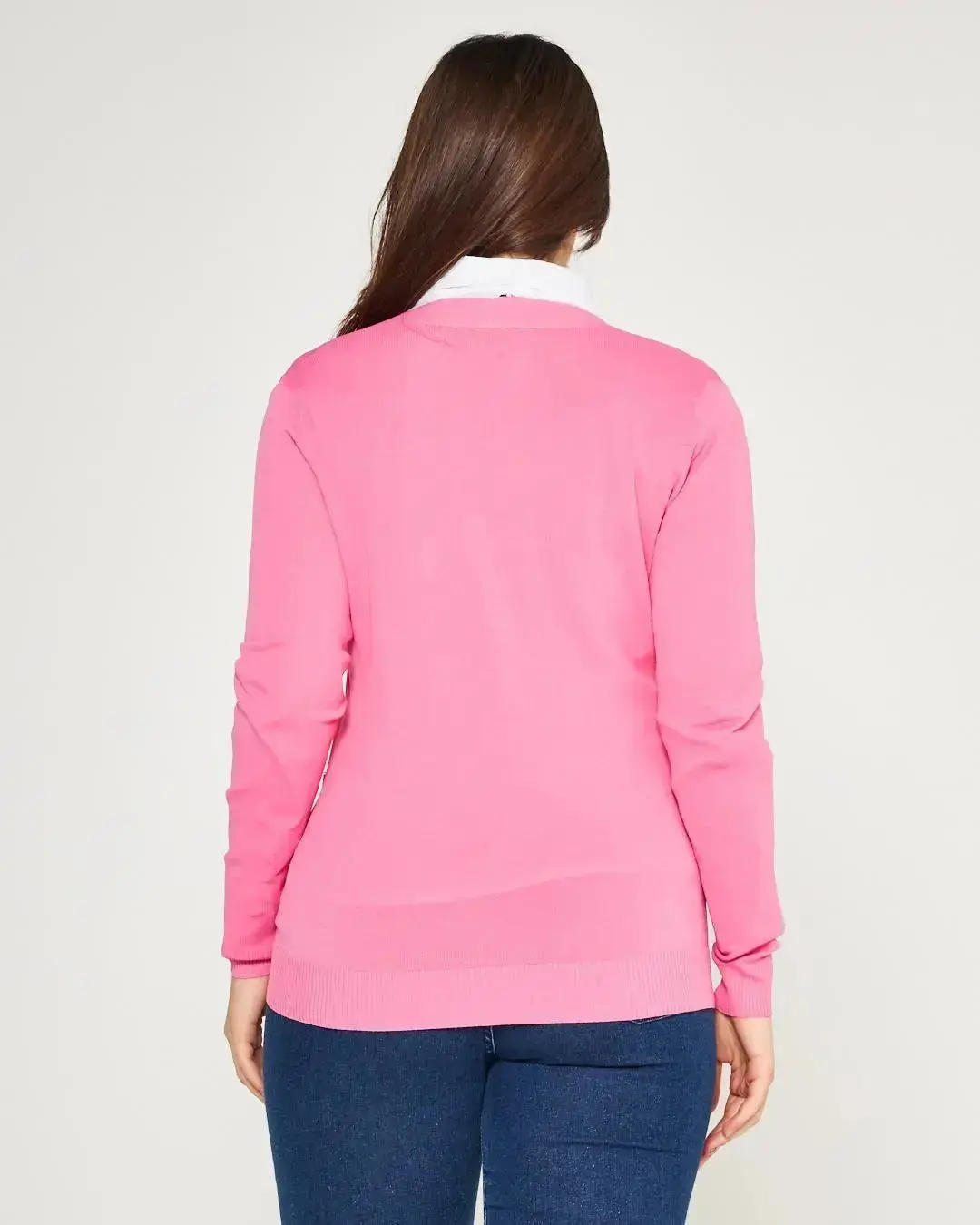 Cardigan scollo a V in maglia di misto viscosa con logo in strass. - Image 19