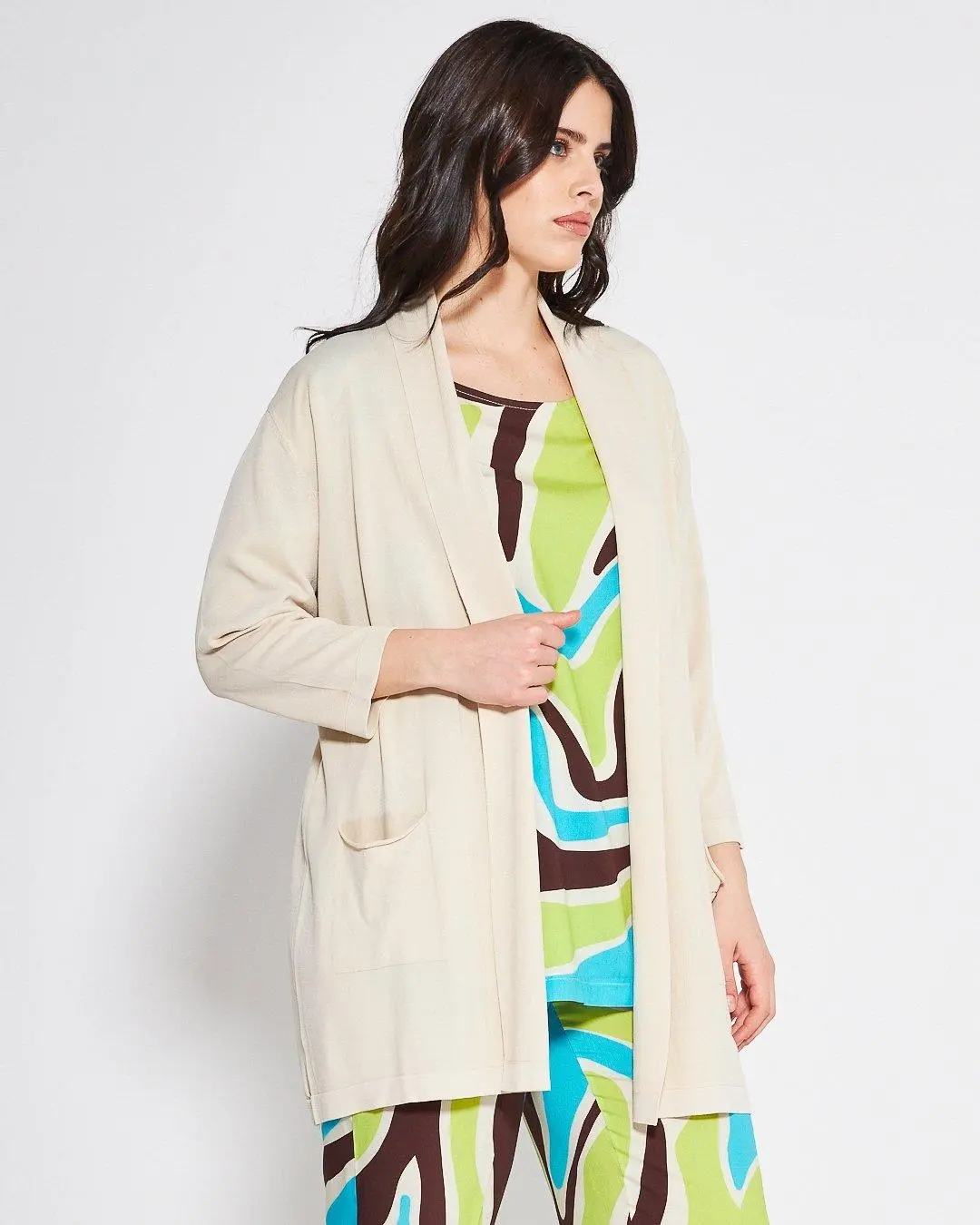 Cardigan basic LIGHT BEIGE - Image 3