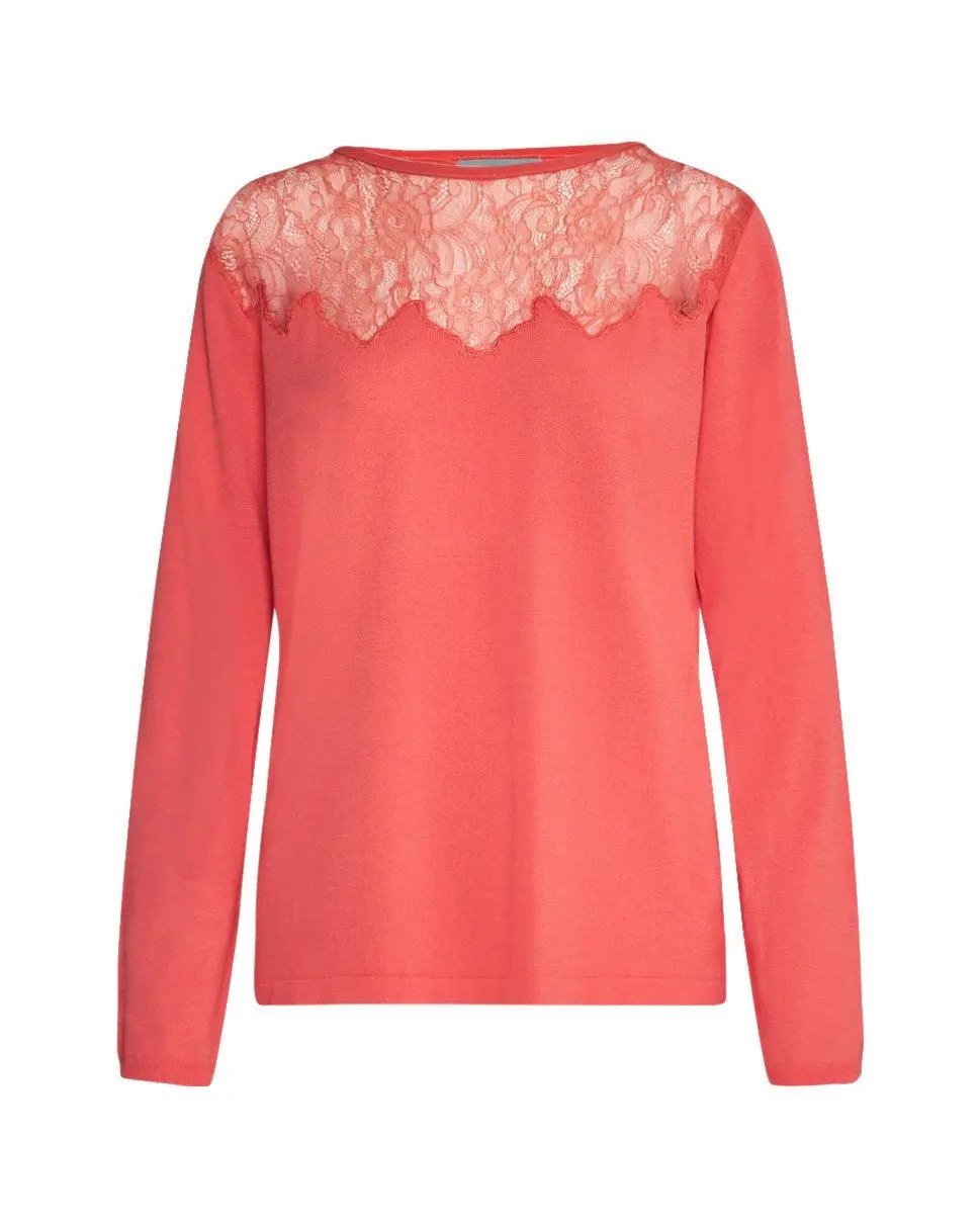 Maglia con inserti in pizzo CORALLO