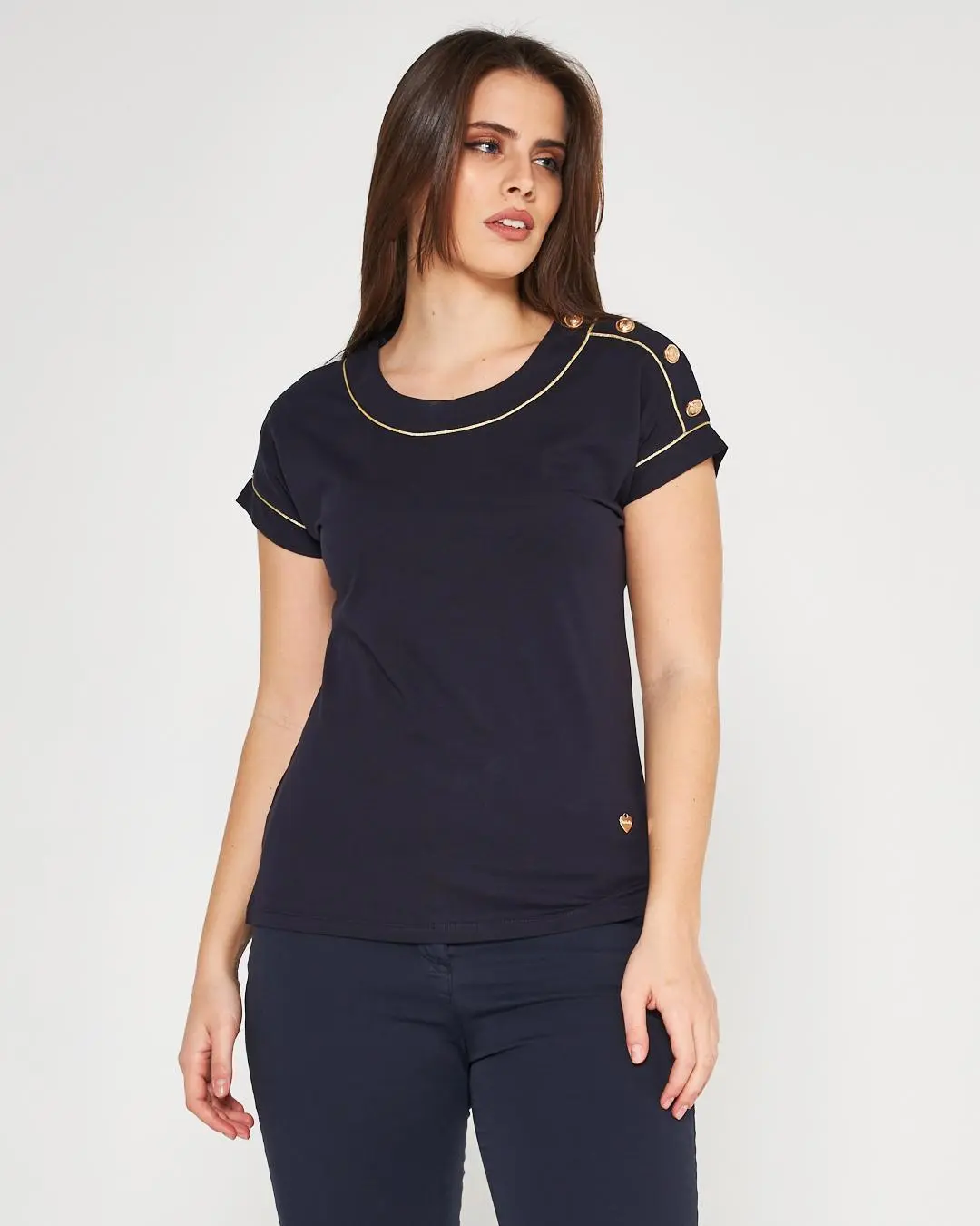 T-shirt con cup sleeves Blu - Image 3