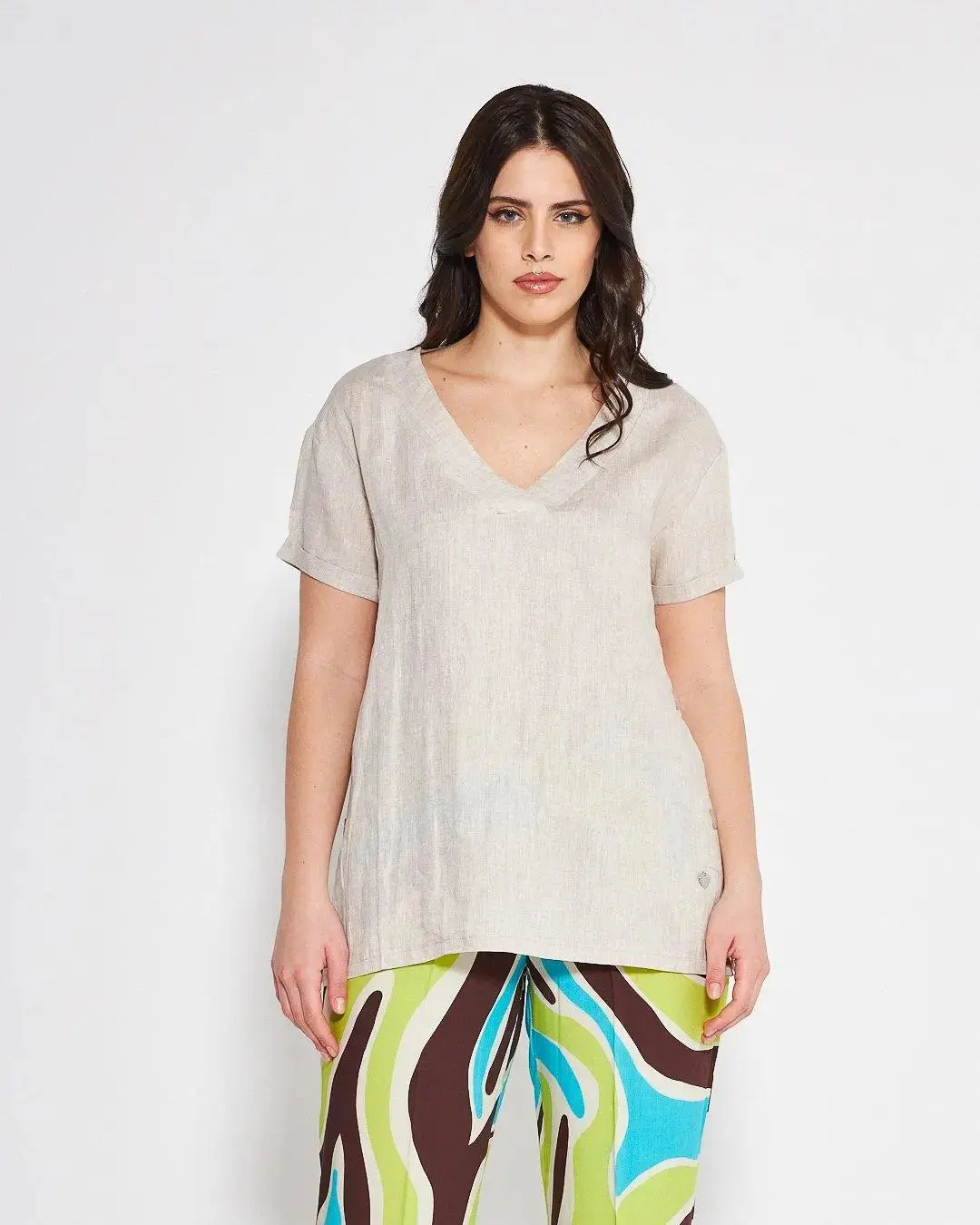 Blusa  scollo a V NATURALE - Image 2