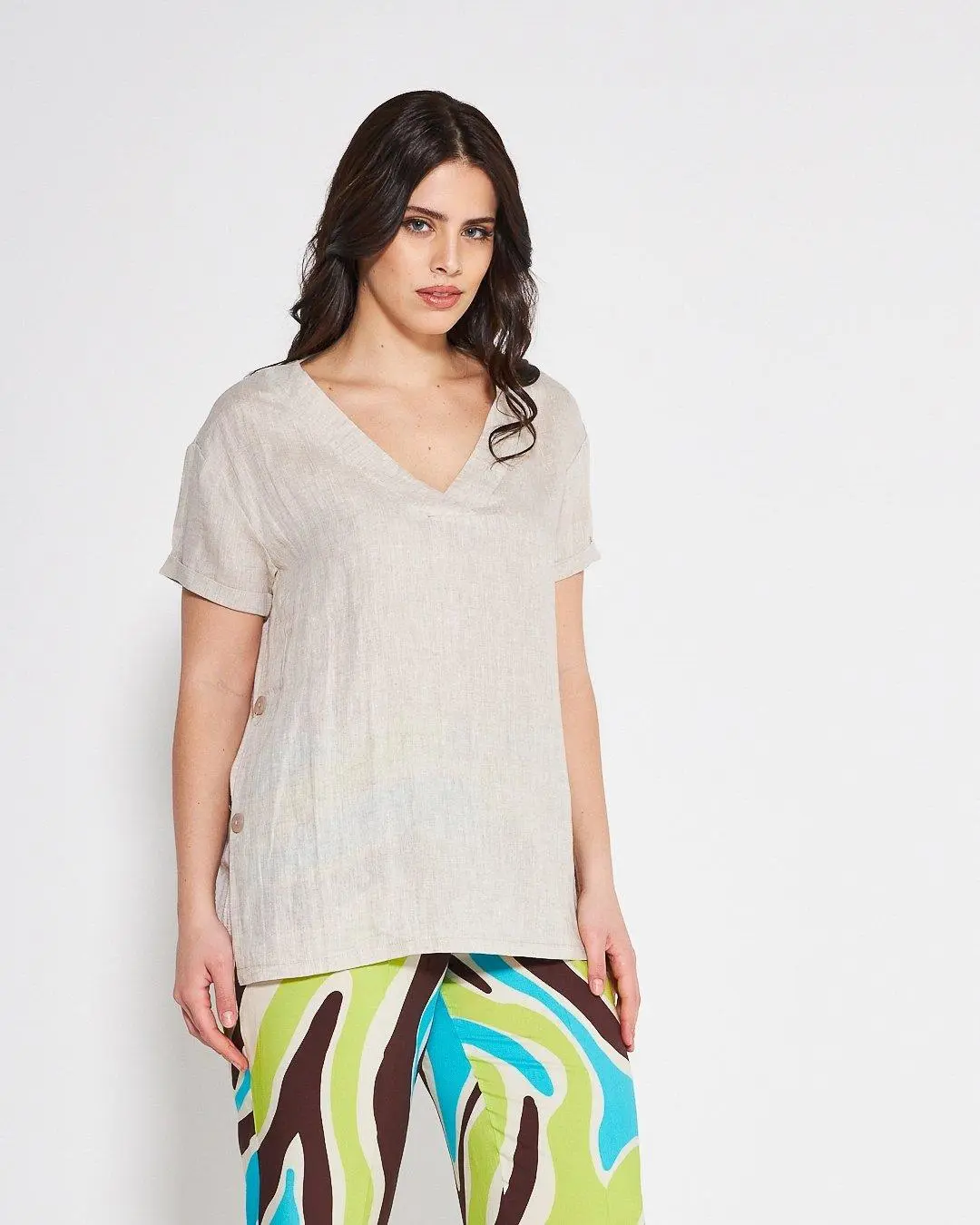 Blusa  scollo a V NATURALE - Image 3