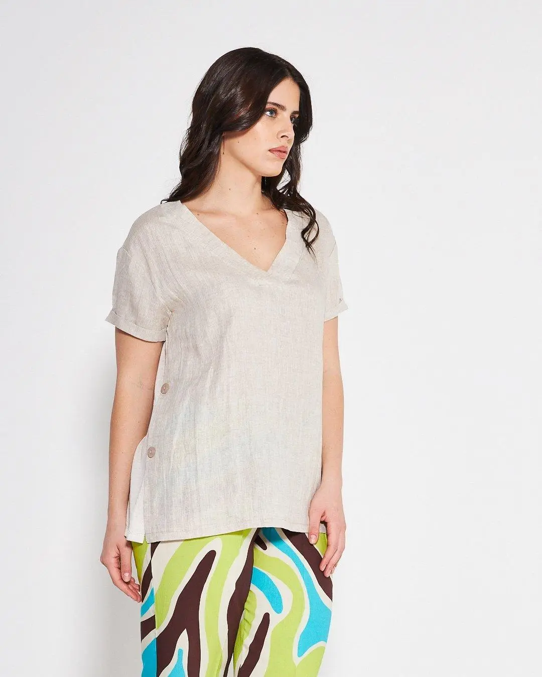 Blusa  scollo a V NATURALE - Image 4