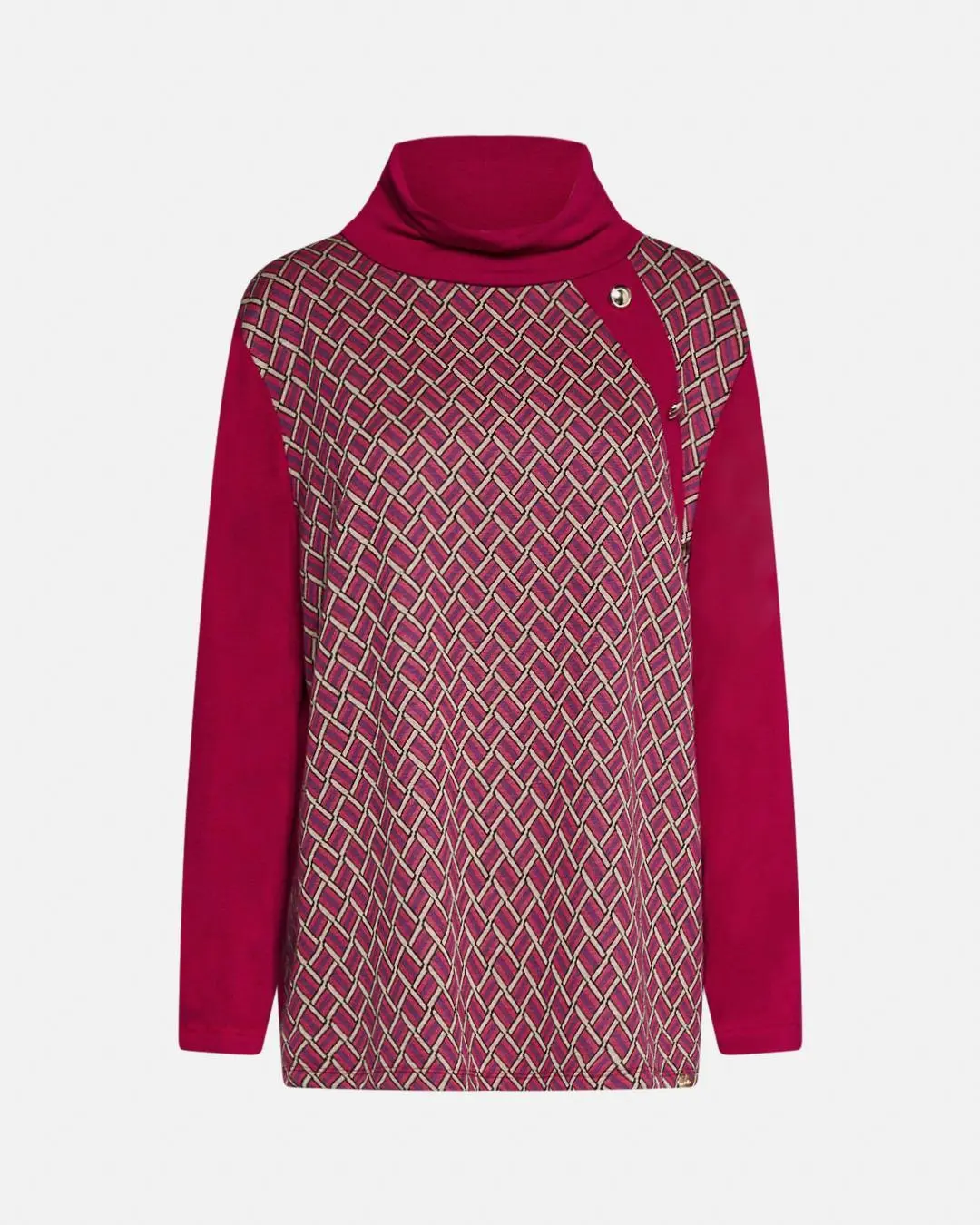 Maglia bottoni fantasia FUXIA