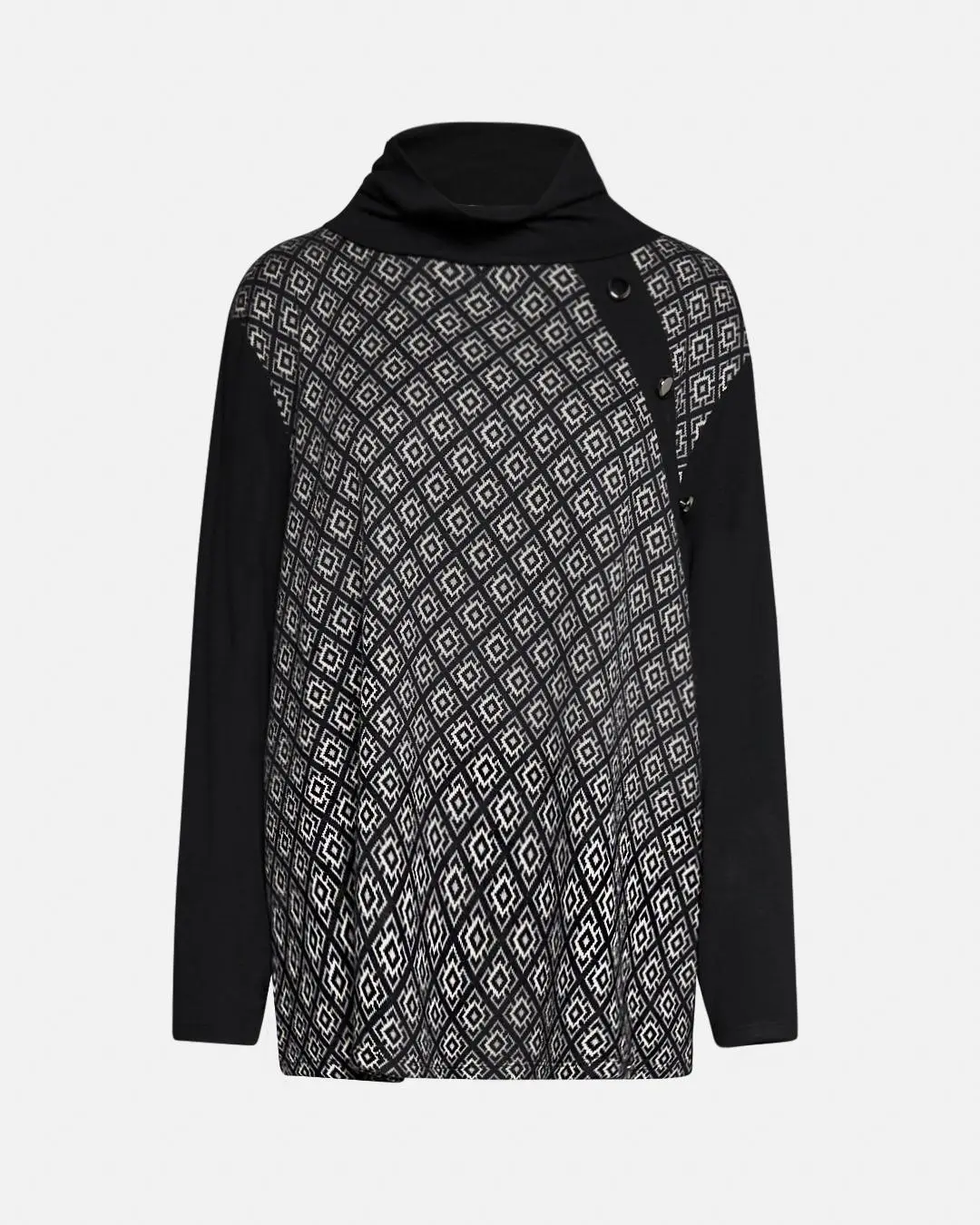 Maglia bottoni fantasia NERO