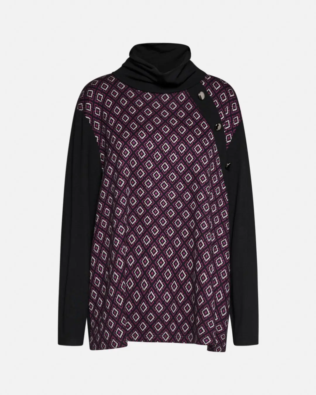 Maglia bottoni fantasia FUXIA