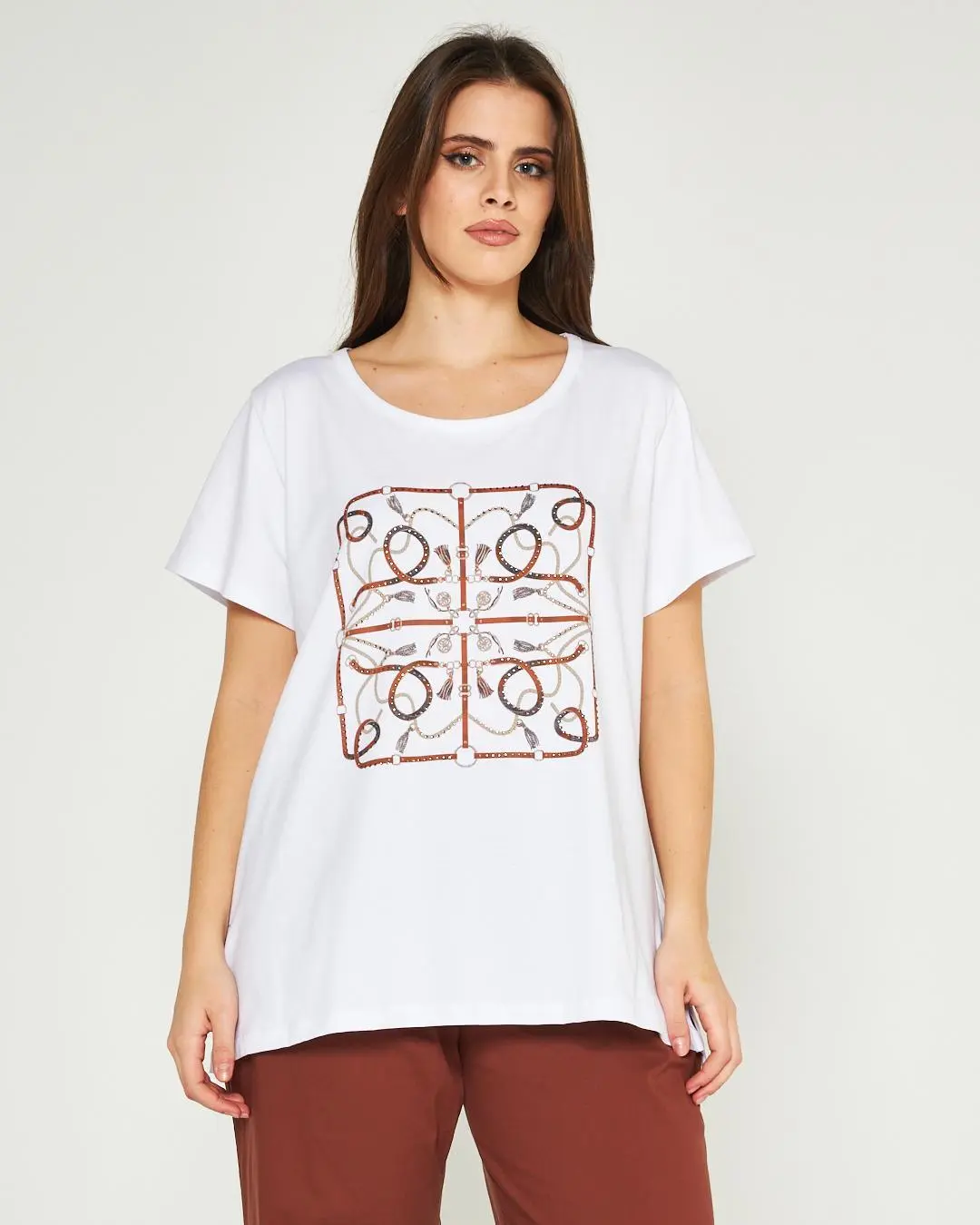 T-shirt catene BIANCO-MORO