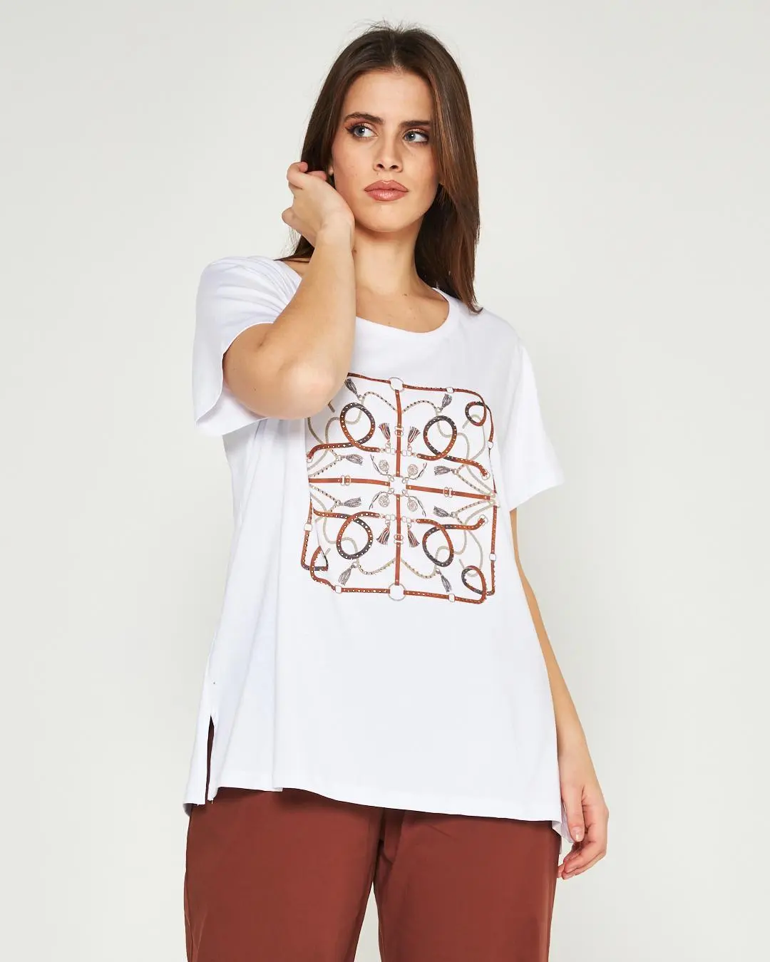 T-shirt catene BIANCO-MORO - Image 2